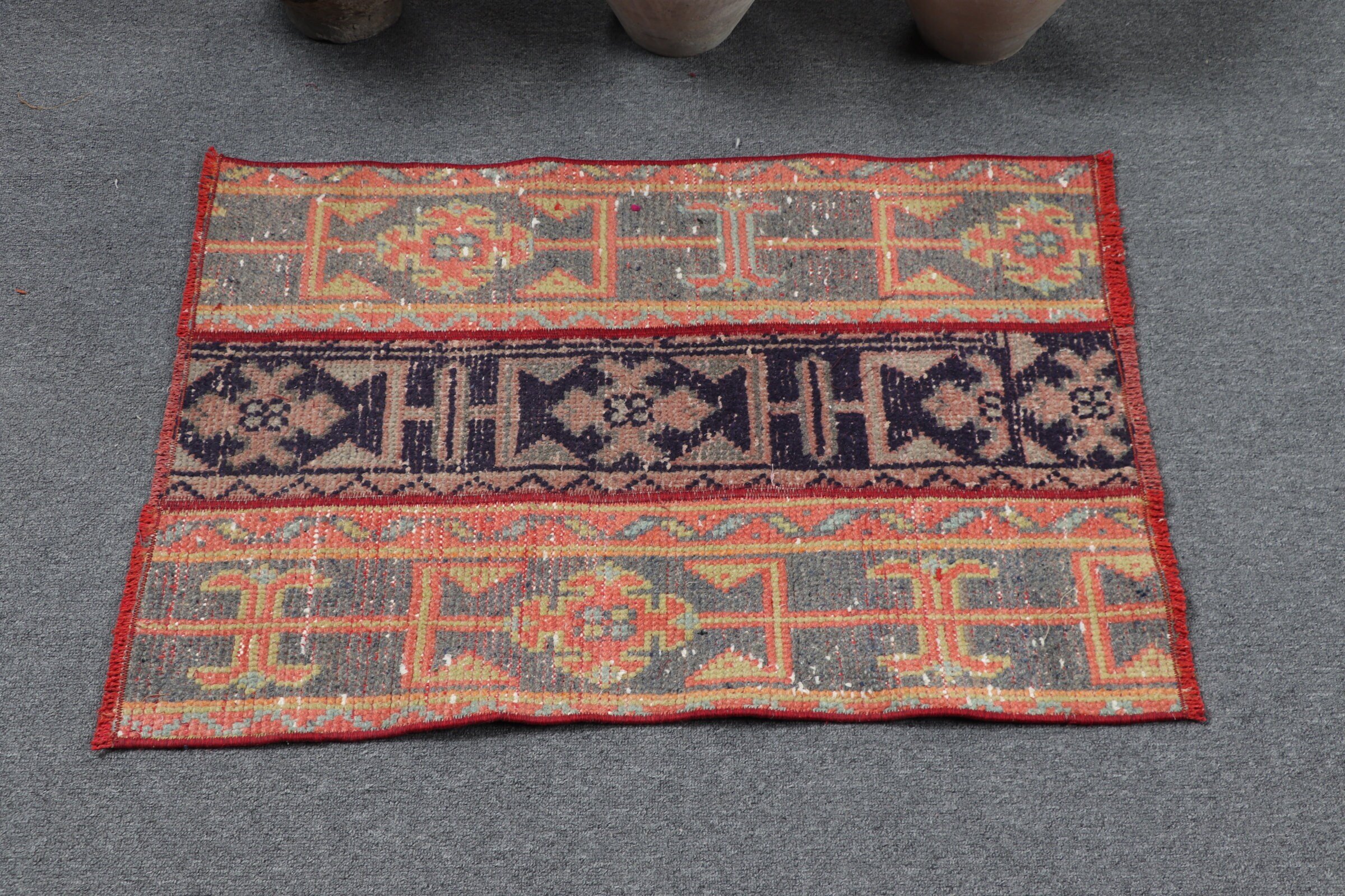 Rugs for Bath, Oriental Rugs, Orange Antique Rug, Turkish Rugs, 2x2.8 ft Small Rug, Kitchen Rug, Bedroom Rug, Car Mat Rug, Vintage Rugs