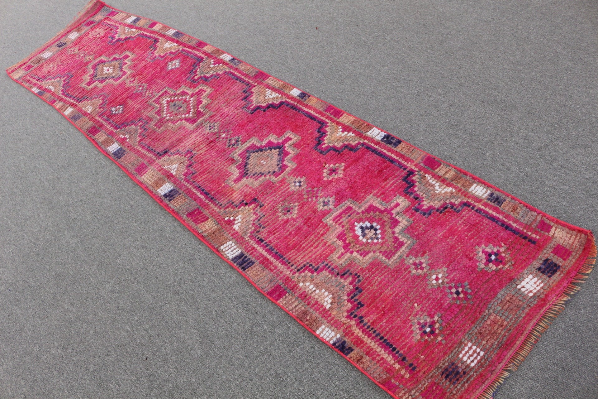 Oushak Rug, Oriental Rug, Vintage Rug, Pink Oushak Rugs, Corridor Rug, Kitchen Rug, 2.3x8.5 ft Runner Rug, Rugs for Kitchen, Turkish Rug