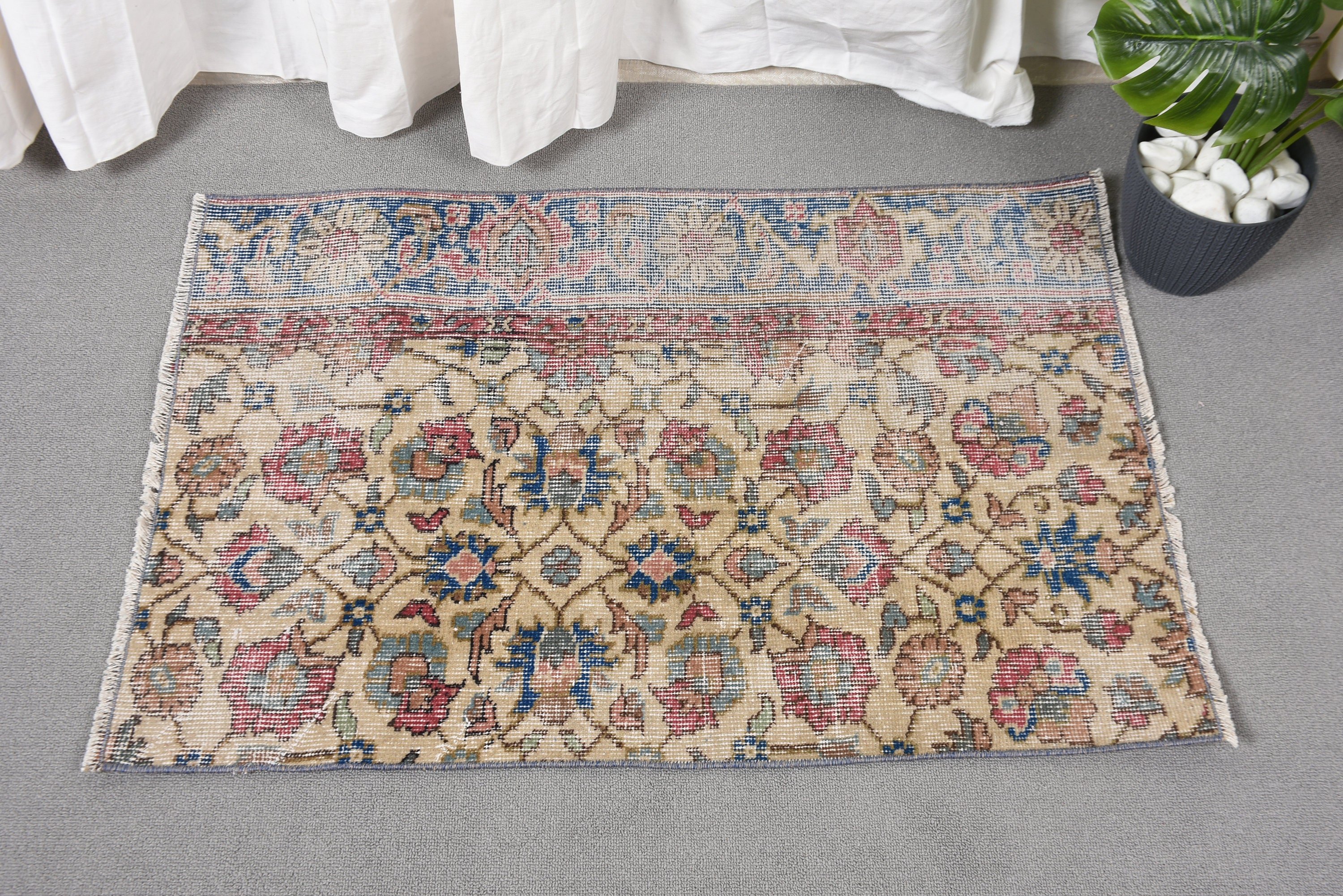 Vintage Halılar, Aztek Halısı, Bej Havalı Halılar, Yatak Odası Halısı, Mutfak Halısı, 2.1x3.1 ft Küçük Halı, Geometrik Halı, Anadolu Halıları, Türk Halıları