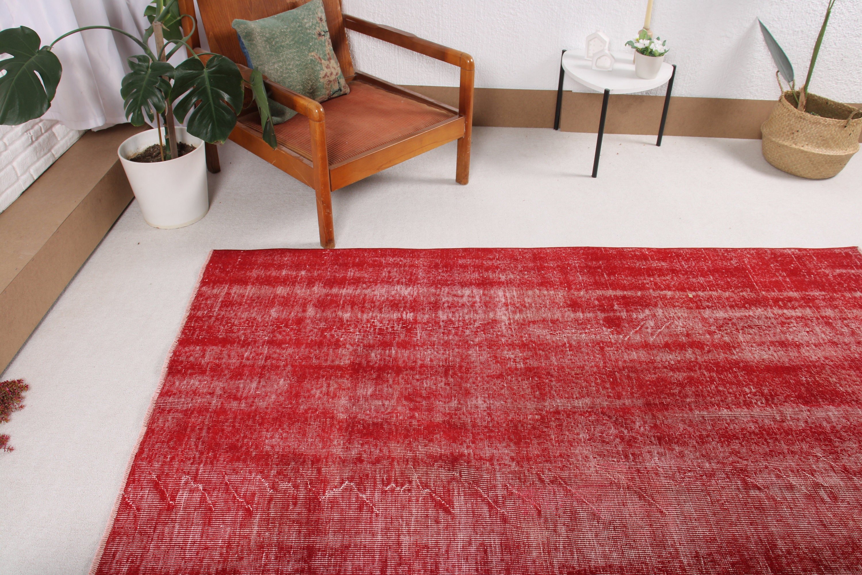 Moroccan Rug, Turkish Rugs, Floor Rugs, Red Geometric Rugs, Neutral Rugs, 4.9x7.1 ft Area Rugs, Rugs for Area, Vintage Rug, Kitchen Rugs