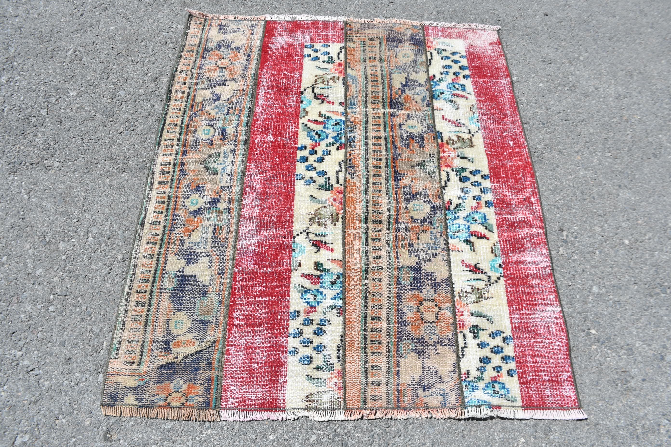 Old Rugs, Turkish Rug, Rugs for Kitchen, 3.4x3.9 ft Small Rug, Vintage Rug, Bedroom Rug, Modern Bath Mat Rugs, Bathroom Rug, Wool Rug