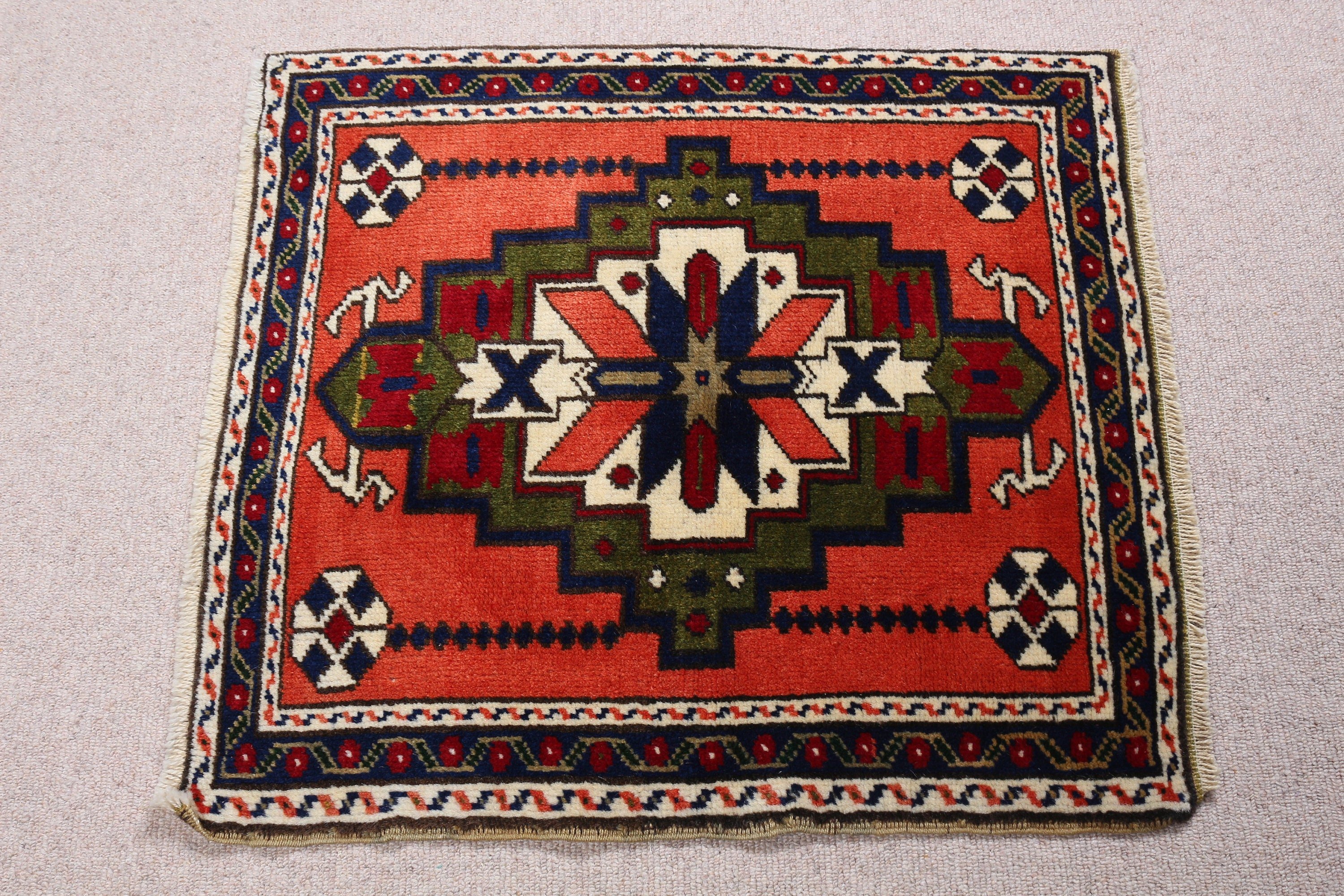 Kapı Paspası Halısı, Türk Halıları, Araba Paspası Halıları, 2.1x2.3 ft Küçük Halı, Yatak Odası Halısı, Mutfak Halısı, Vintage Halı, Banyo Halısı, Mavi Yün Halı