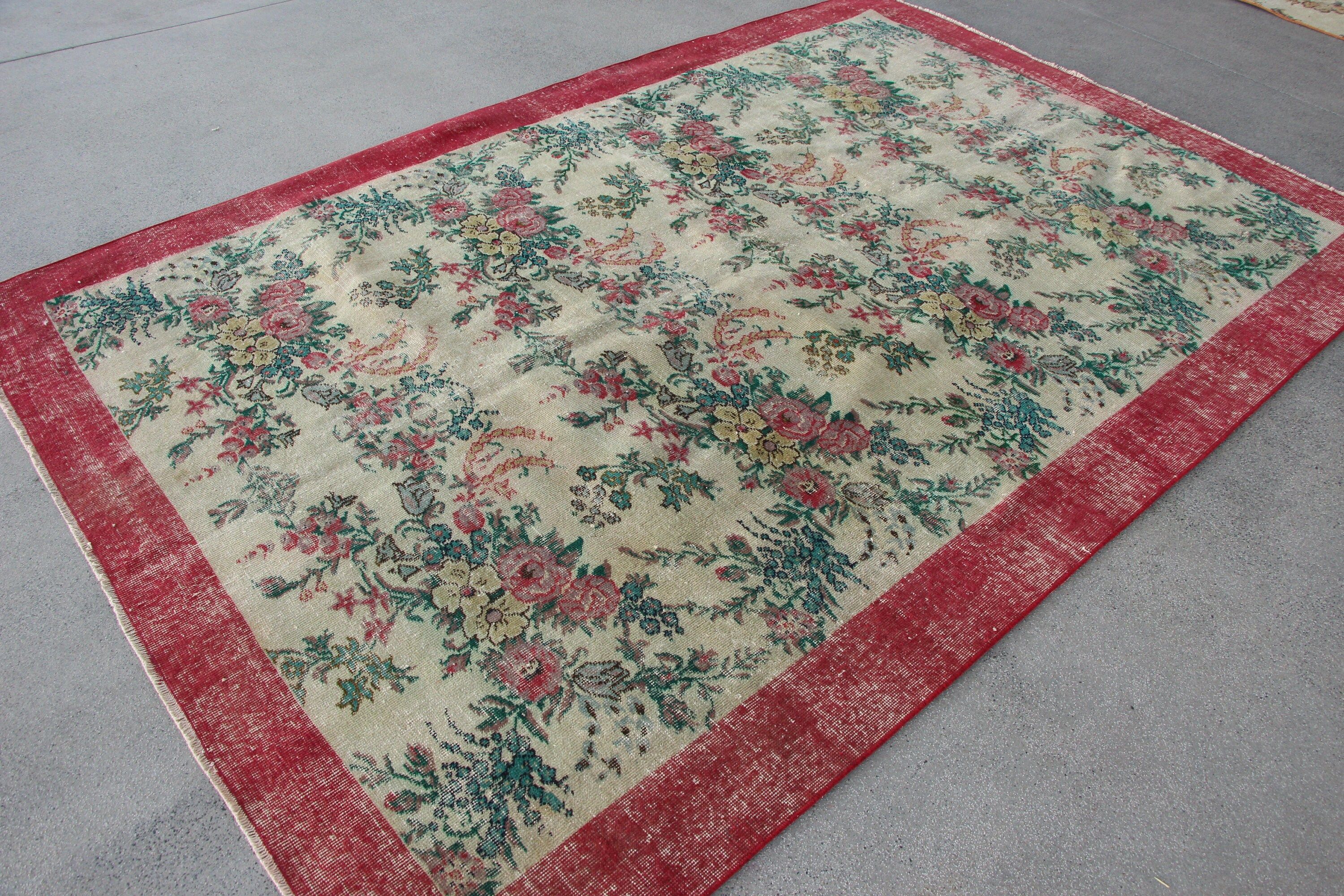 Yeşil Mutfak Halısı, Yer Halıları, Vintage Halı, Yün Halı, Türk Halısı, Yemek Odası Halıları, Salon Halıları, 6x9 ft Büyük Halı, Oturma Odası Halıları