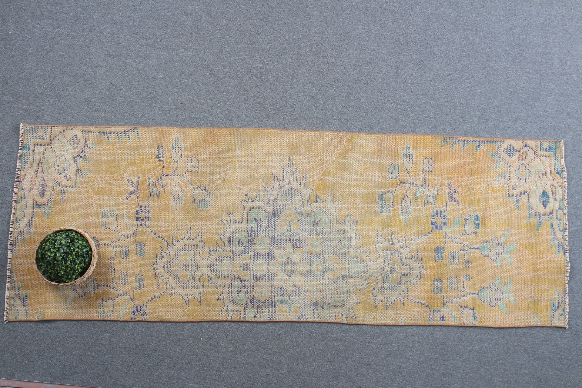 2.6x7.3 ft Koşucu Halısı, Anadolu Halısı, Dış Mekan Halıları, Soğuk Halı, Koridor Halıları, Vintage Halı, Sarı Oushak Halısı, Koşucu Halıları, Türk Halısı