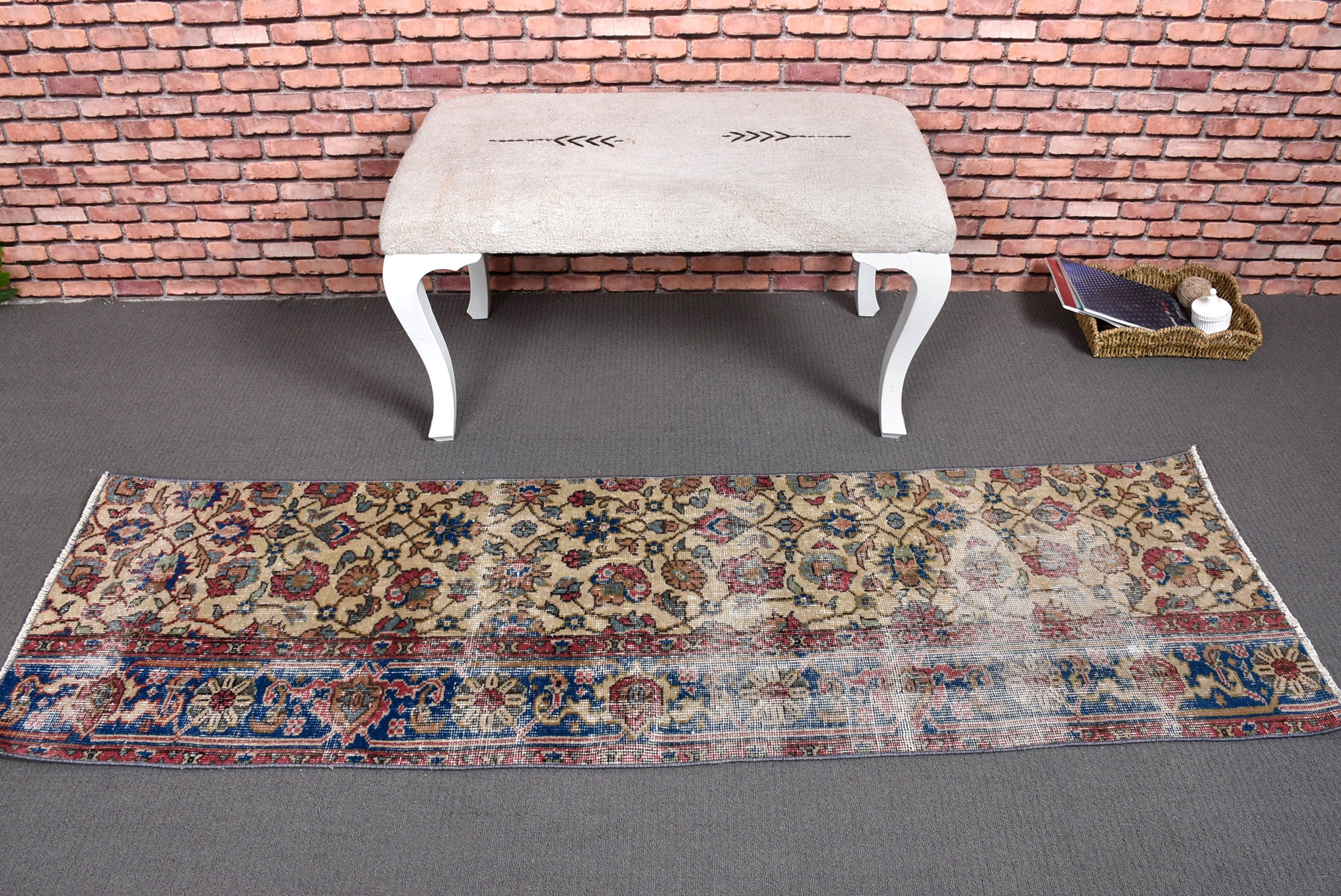 Türk Halıları, Vintage Halılar, Yatak Odası Halıları, Yeşil Soğuk Halılar, Uzun Koşucu Halıları, Uzun Yolluk Halıları, 2x6.4 ft Koşucu Halısı