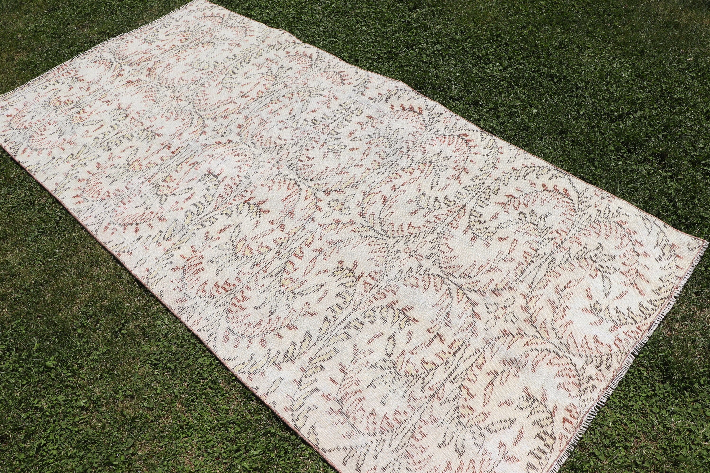 Boho Halı, 3.7x7.6 ft Alan Halıları, Bej Ev Dekorasyonu Halıları, Oushak Halısı, Mutfak Halıları, Oturma Odası Halıları, Türk Halısı, Vintage Halı, Açıklama Halıları