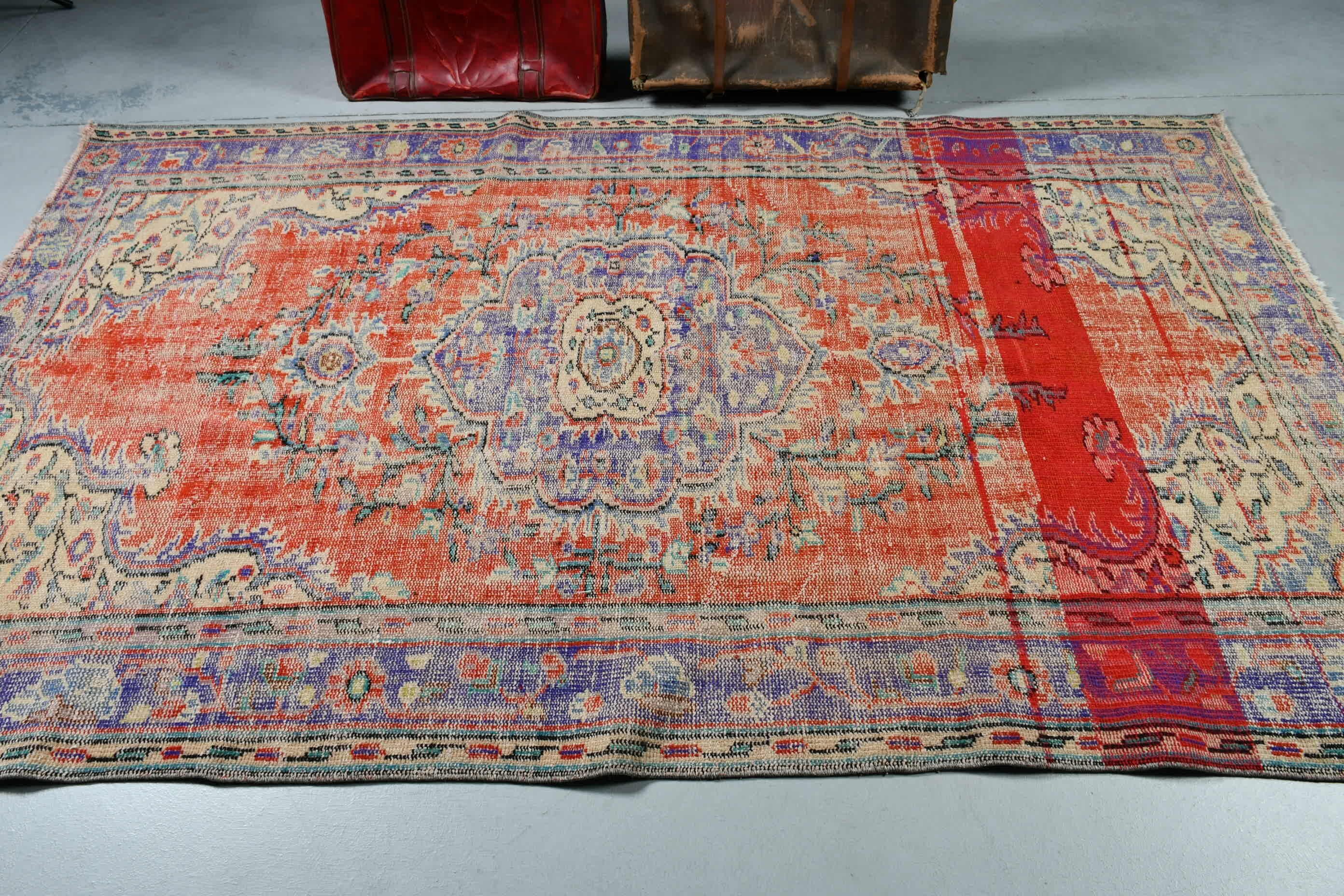 5.3x8.4 ft Large Rug, Vintage Rugs, Living Room Rugs, Cool Rug, Natural Rug, Orange Oushak Rugs, Oushak Rugs, Bedroom Rugs, Turkish Rugs