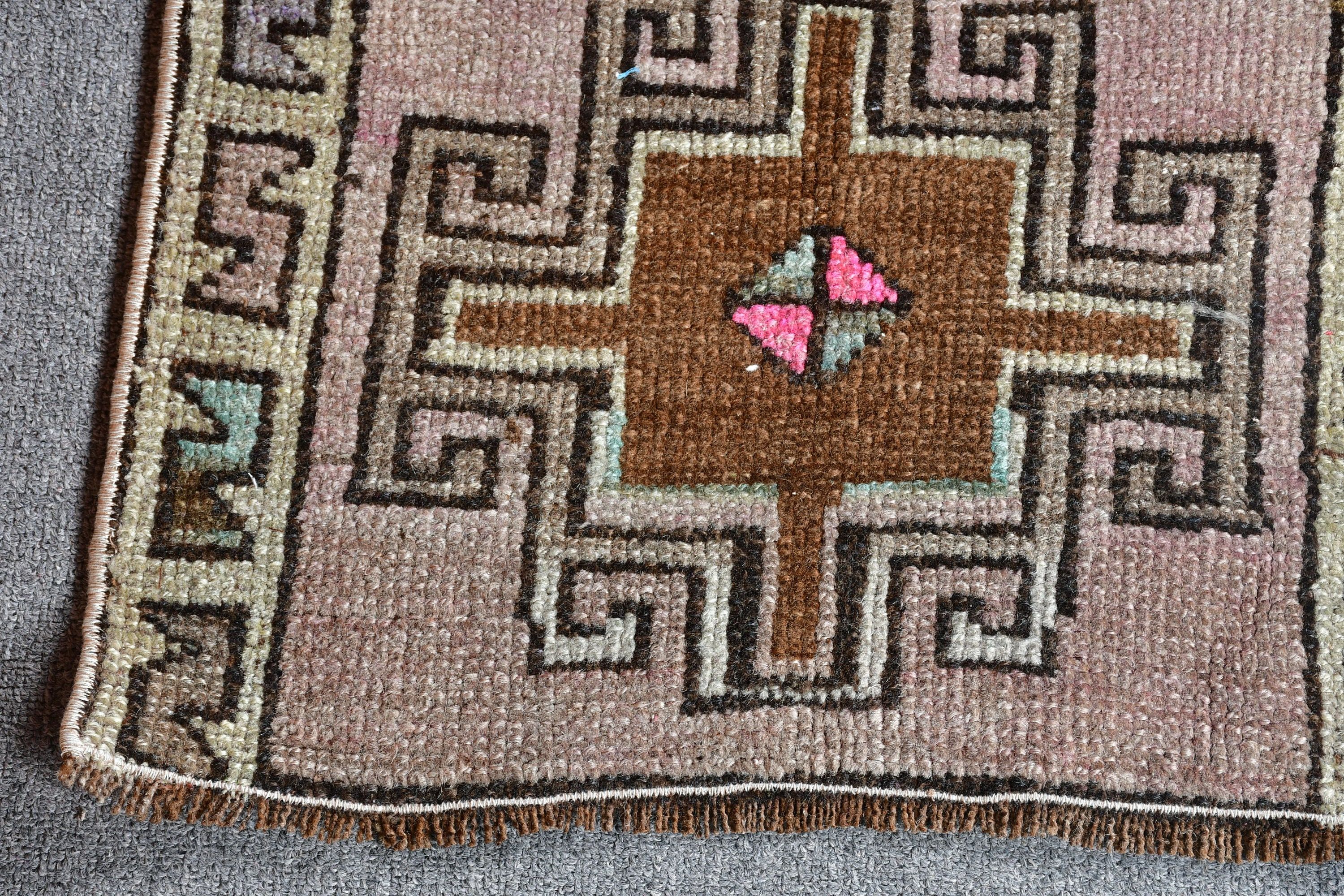 1.5x2 ft Small Rug, Floor Rug, Entry Rug, Rugs for Bedroom, Anatolian Rugs, Kitchen Rugs, Brown Cool Rug, Vintage Rugs, Turkish Rugs