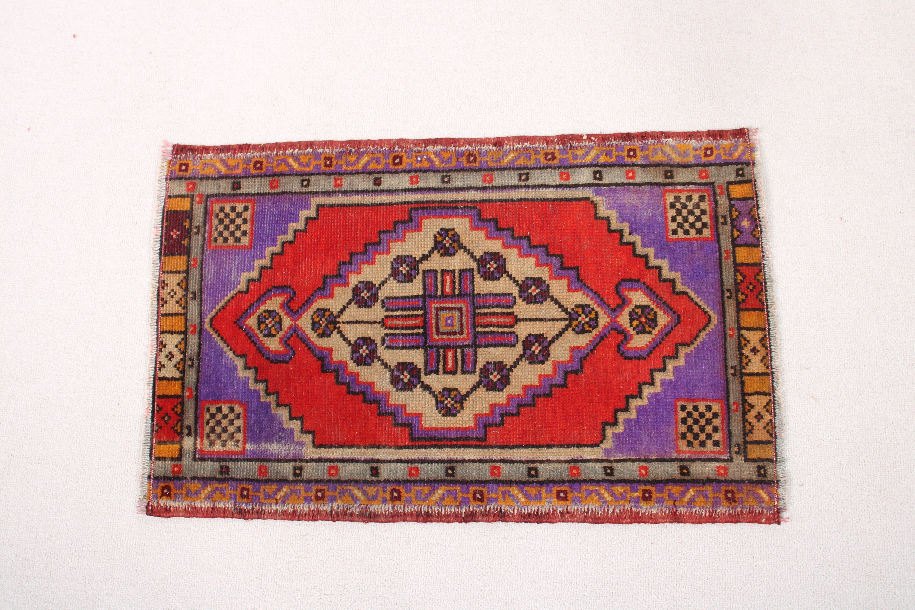 Anatolian Rug, Door Mat Rug, Vintage Rug, Turkish Rugs, Red Handwoven Rugs, Wool Rug, Small Area Rugs, 1.6x2.5 ft Small Rug, Office Rug