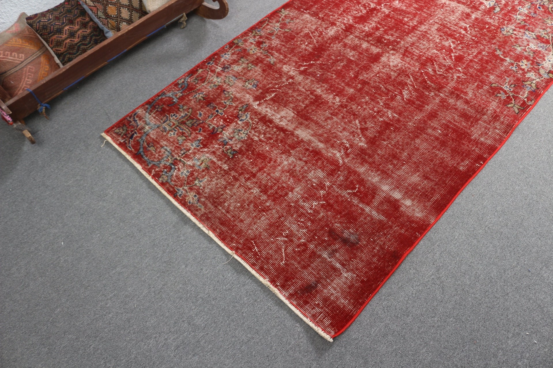 Red Cool Rugs, Vintage Rug, Retro Rug, Home Decor Rug, Pastel Rugs, Turkish Rug, Rugs for Living Room, Bedroom Rugs, 3.8x6.5 ft Area Rug