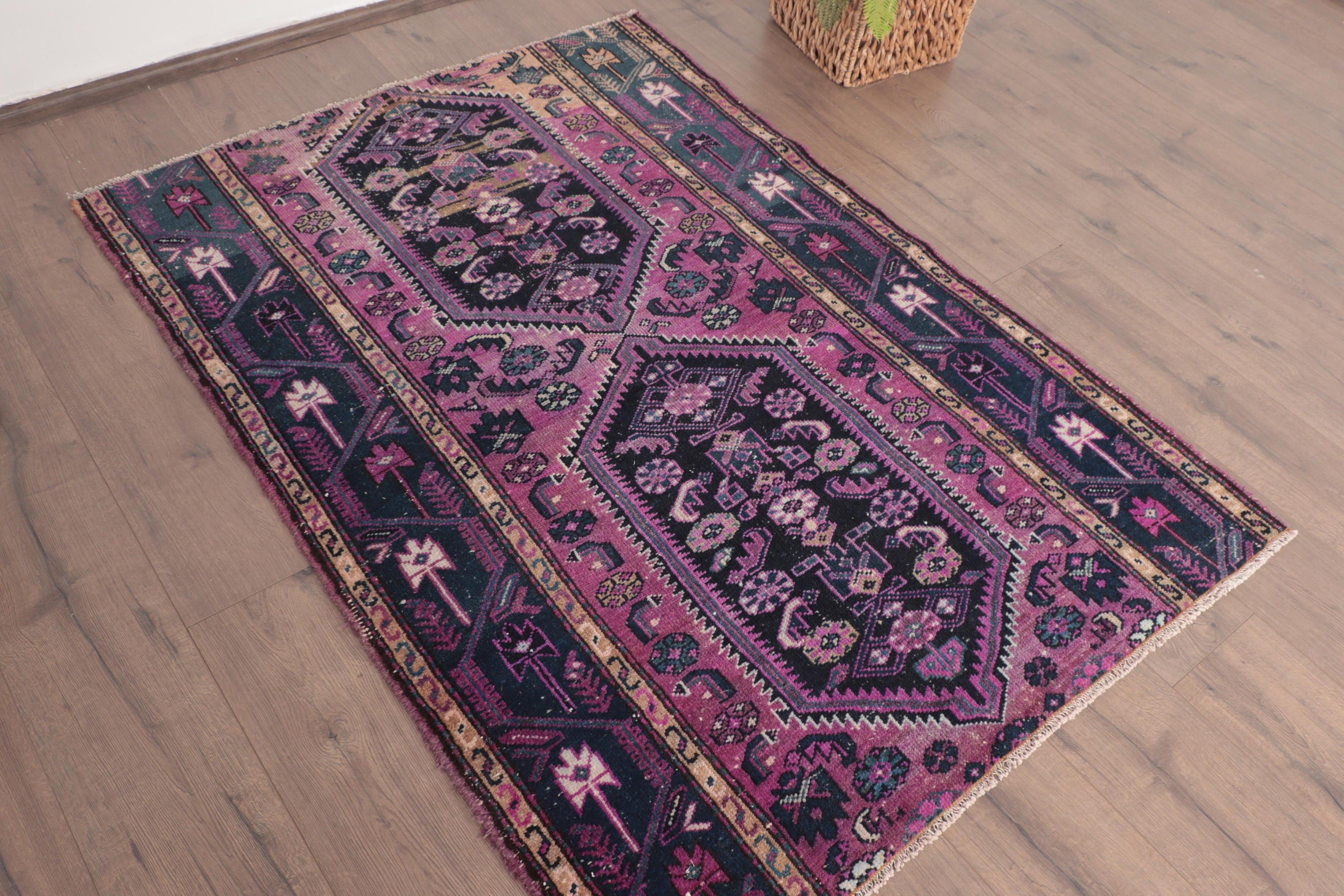 Anatolian Rugs, Purple Oriental Rugs, Kitchen Rugs, Modern Rug, Luxury Rug, Vintage Rugs, 3.8x5.2 ft Accent Rug, Turkish Rugs, Nursery Rugs