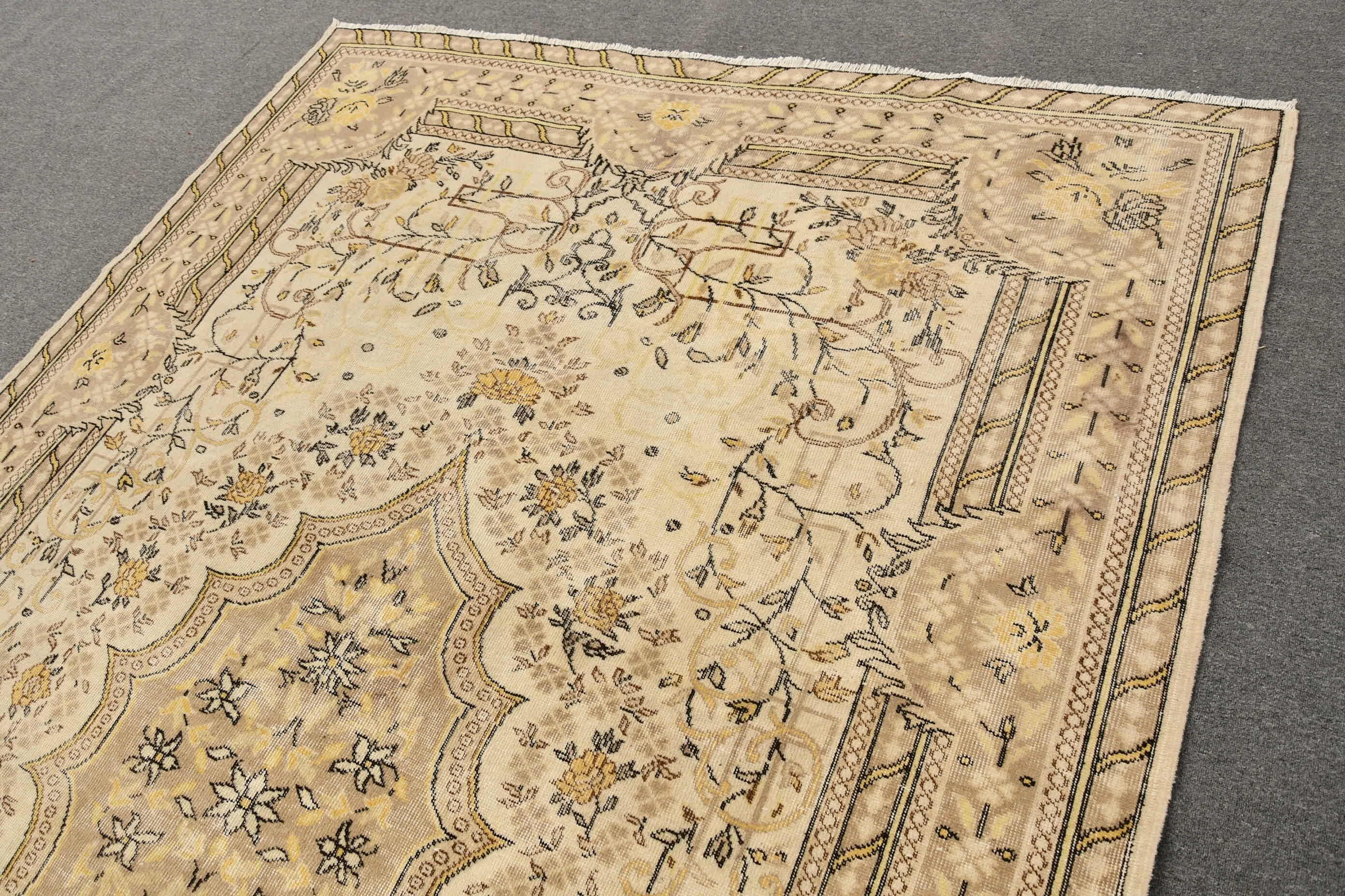 Cool Rug, Living Room Rug, Beige Kitchen Rug, Vintage Rugs, Rugs for Salon, 7.2x10.7 ft Oversize Rug, Oushak Rug, Salon Rugs, Turkish Rug