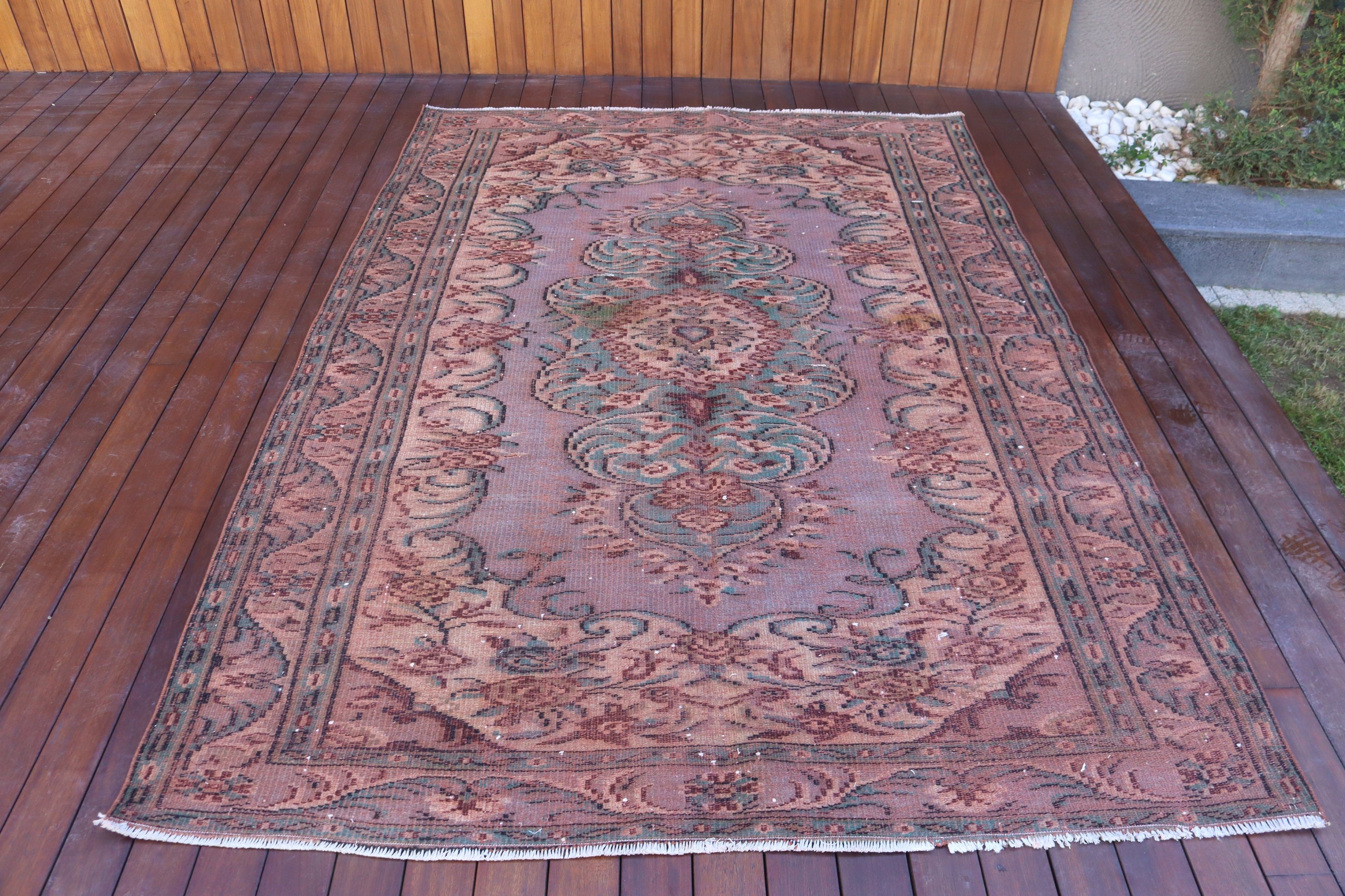 Türk Halıları, Oturma Odası Halısı, Anadolu Halısı, Kahverengi Yer Halısı, 5.4x7.7 ft Büyük Halı, Büyük Vintage Halılar, Ev Dekor Halıları, Vintage Halı