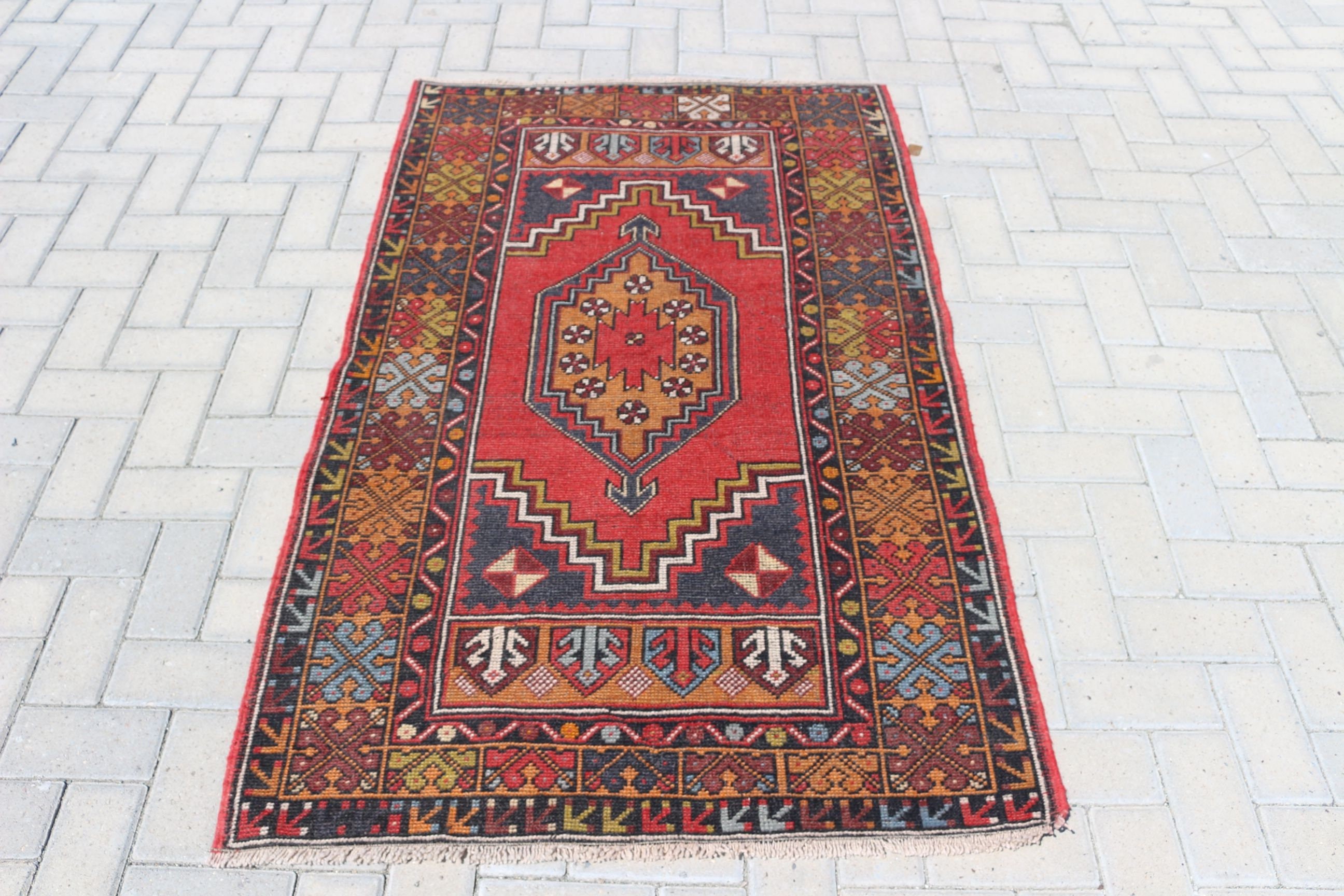 Cool Rug, 3.3x5.3 ft Accent Rugs, Red Antique Rug, Kitchen Rugs, Vintage Rugs, Rugs for Nursery, Turkish Rug, Nursery Rug