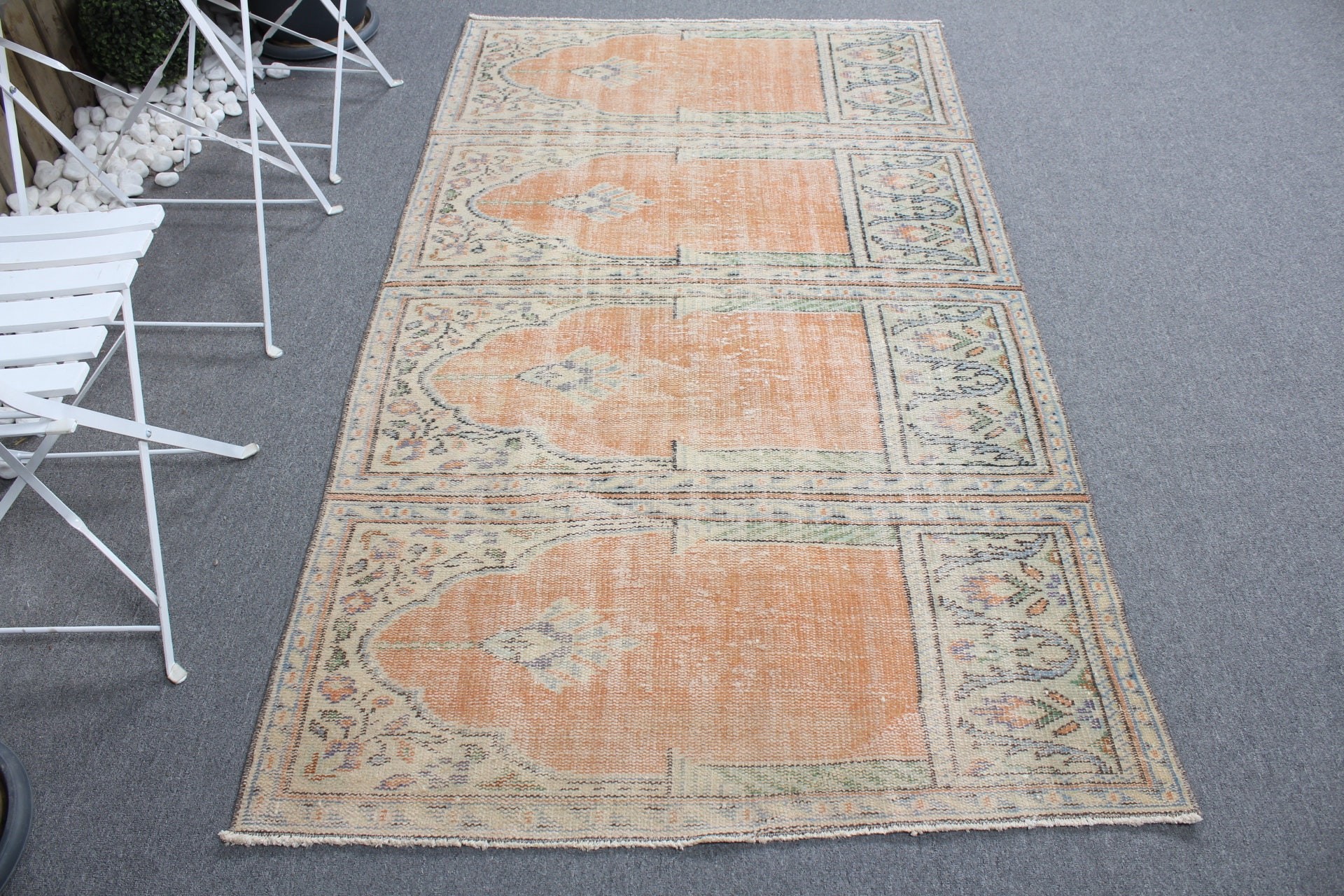 Nursery Rugs, Rugs for Indoor, Vintage Rug, 4x7.1 ft Area Rugs, Home Decor Rug, Bedroom Rug, Turkish Rug, Orange Home Decor Rugs, Wool Rug