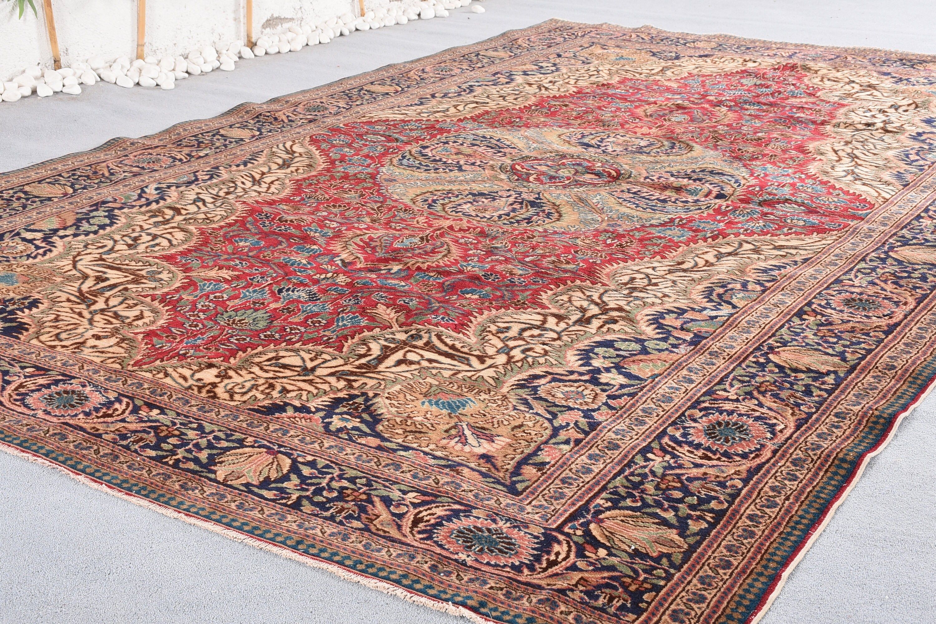 Red  7.3x11.3 ft Oversize Rug, Salon Rug, Turkish Rugs, Vintage Rug, Antique Rug, Living Room Rug, Wool Rug, Retro Rug