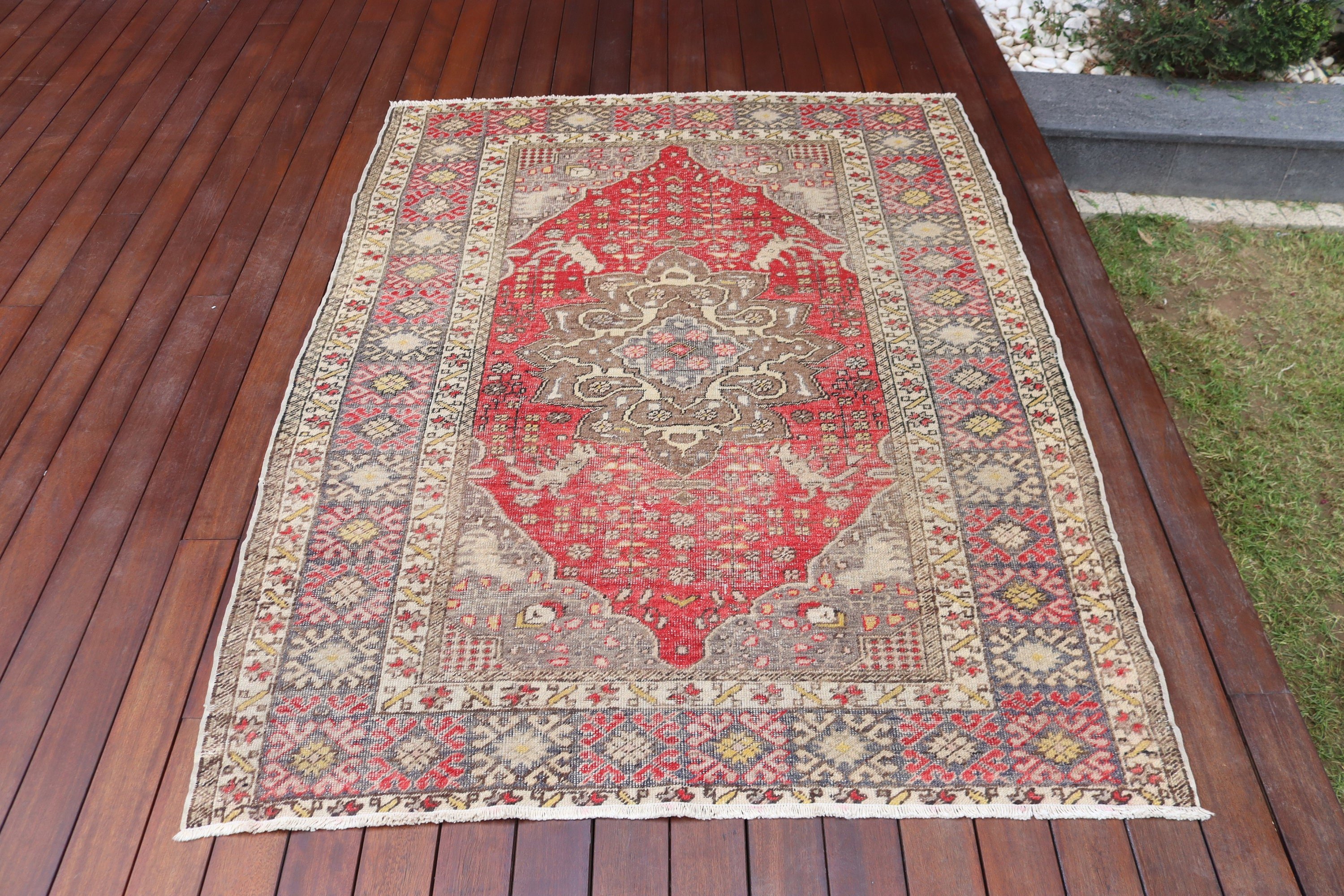 Zemin Halıları, Kırmızı Soğuk Halılar, Mutfak Halıları, Boho Alan Halıları, Nötr Halı, Türk Halısı, Vintage Halı, 4,2x5,8 ft Alan Halısı, Dış Mekan Halısı