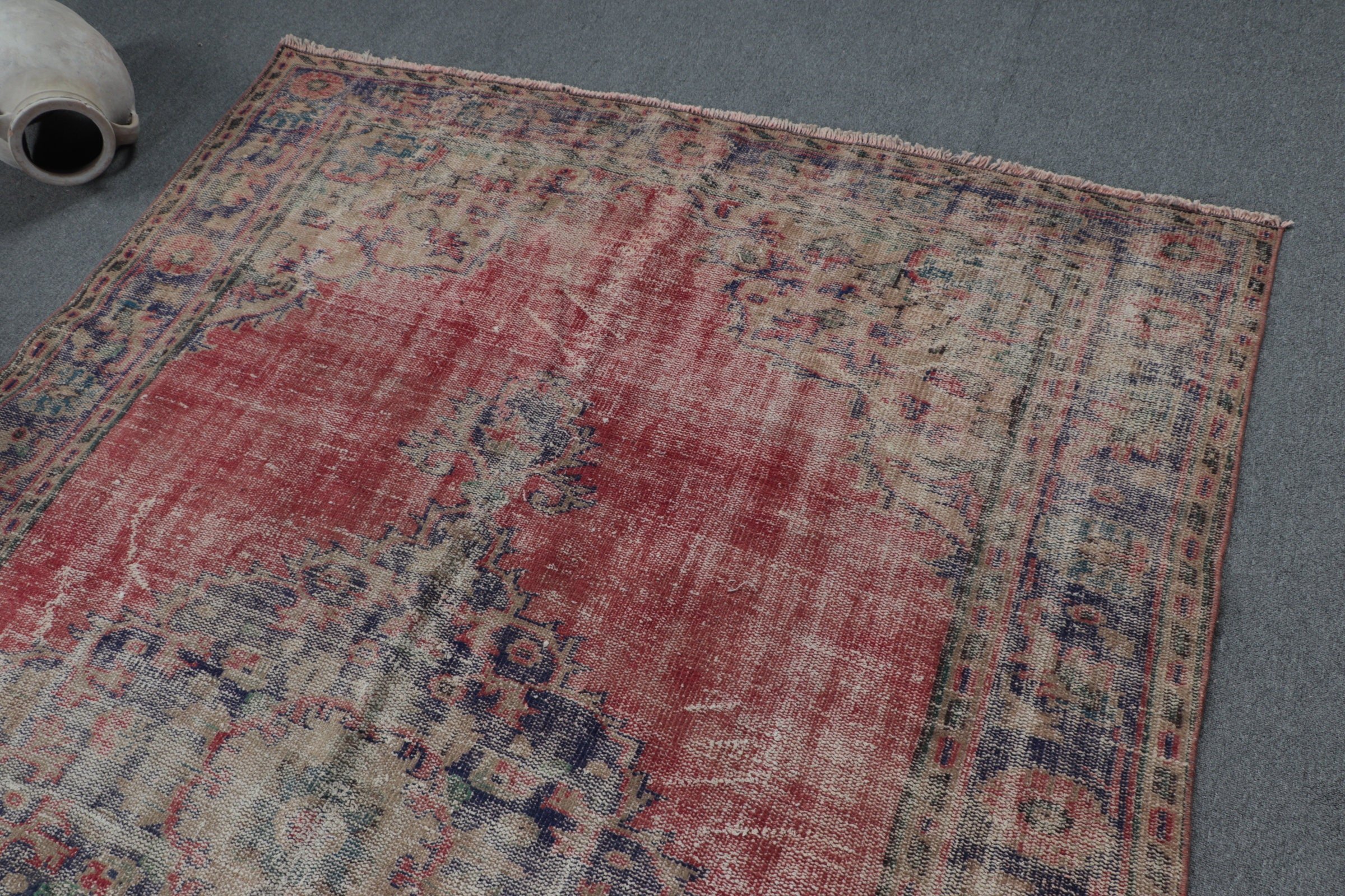 6.1x8.5 ft Large Rug, Turkish Rug, Salon Rugs, Vintage Rug, Bedroom Rugs, Cool Rug, Rugs for Salon, Dining Room Rugs, Red Anatolian Rug