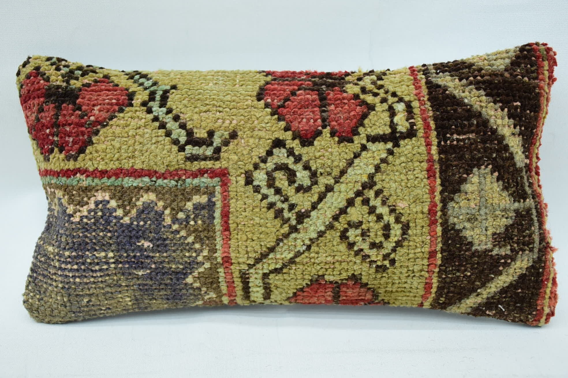 8"x16" Brown Cushion, Vintage Kilim Pillow, Southwestern Pillow Case, Kilim Pillow, Turkish Pillow, Vintage Throw Pillow Cover