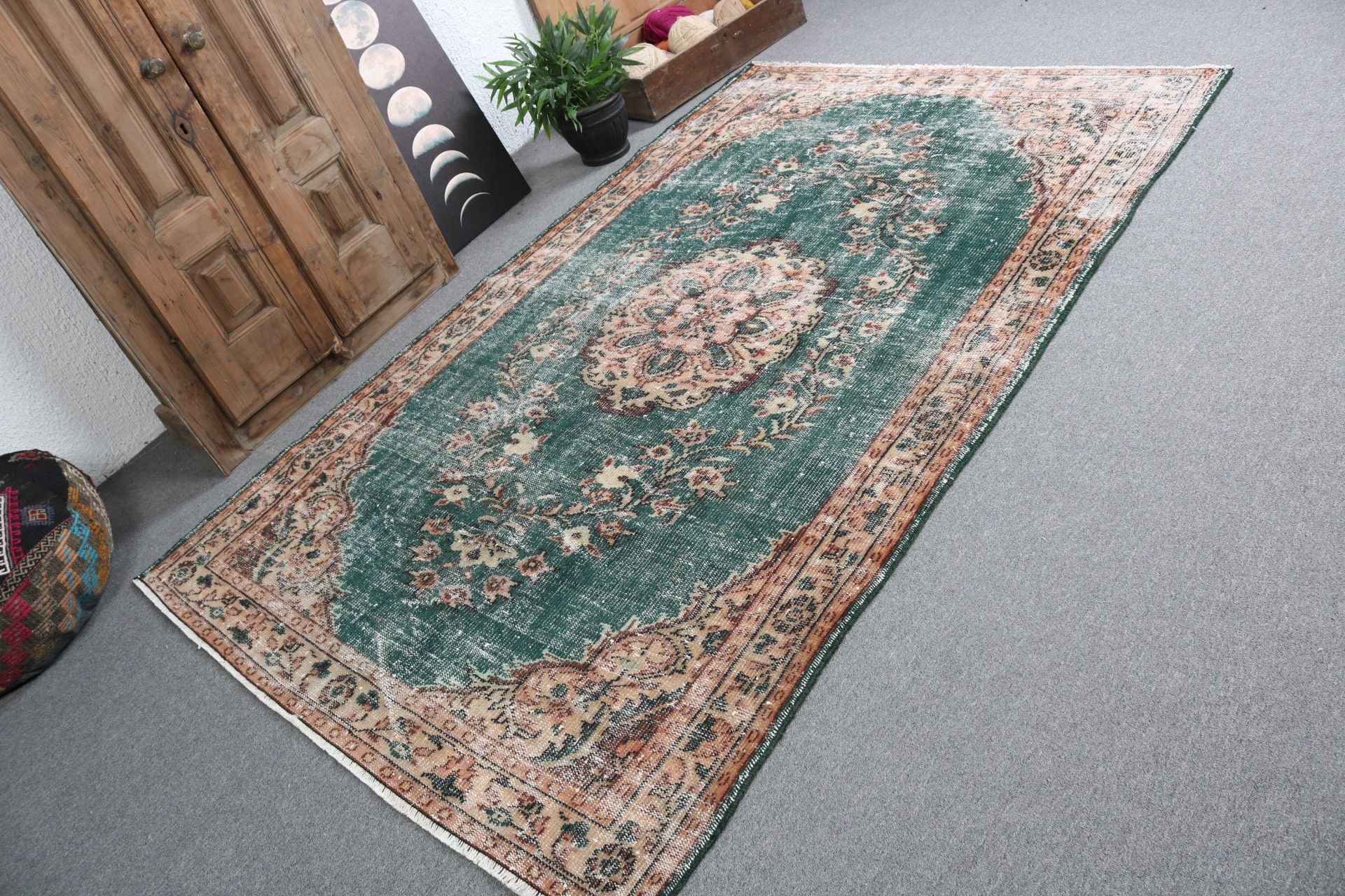 Large Boho Rug, Kitchen Rug, Dining Room Rugs, Green Luxury Rugs, Turkish Rugs, Floor Rug, Antique Rugs, Vintage Rug, 5.2x7.9 ft Large Rugs