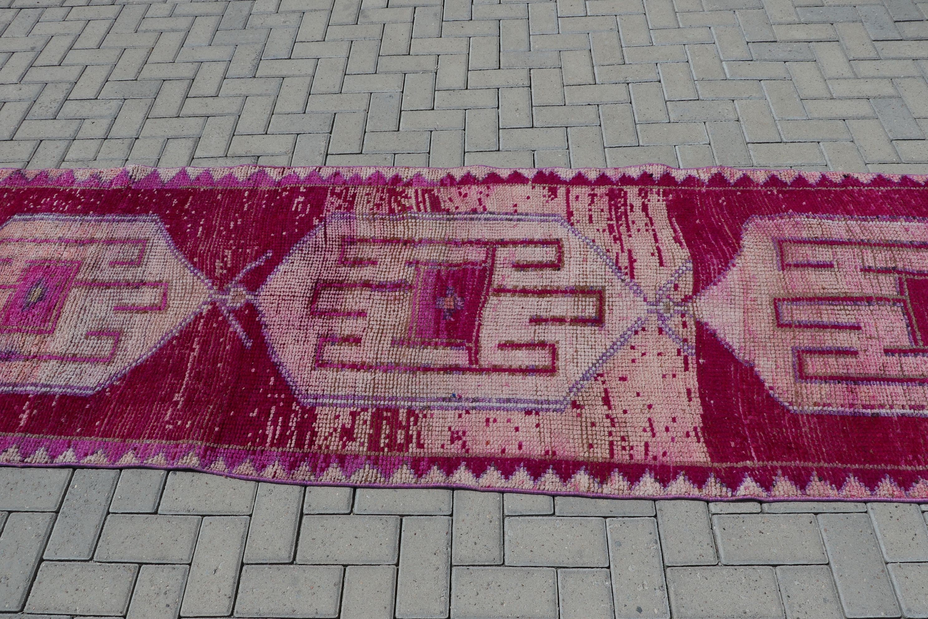 Rugs for Stair, Hallway Rug, Pink Oriental Rug, Vintage Rug, 3.2x8.5 ft Runner Rug, Turkish Rugs, Kitchen Rug, Dorm Rug, Moroccan Rug