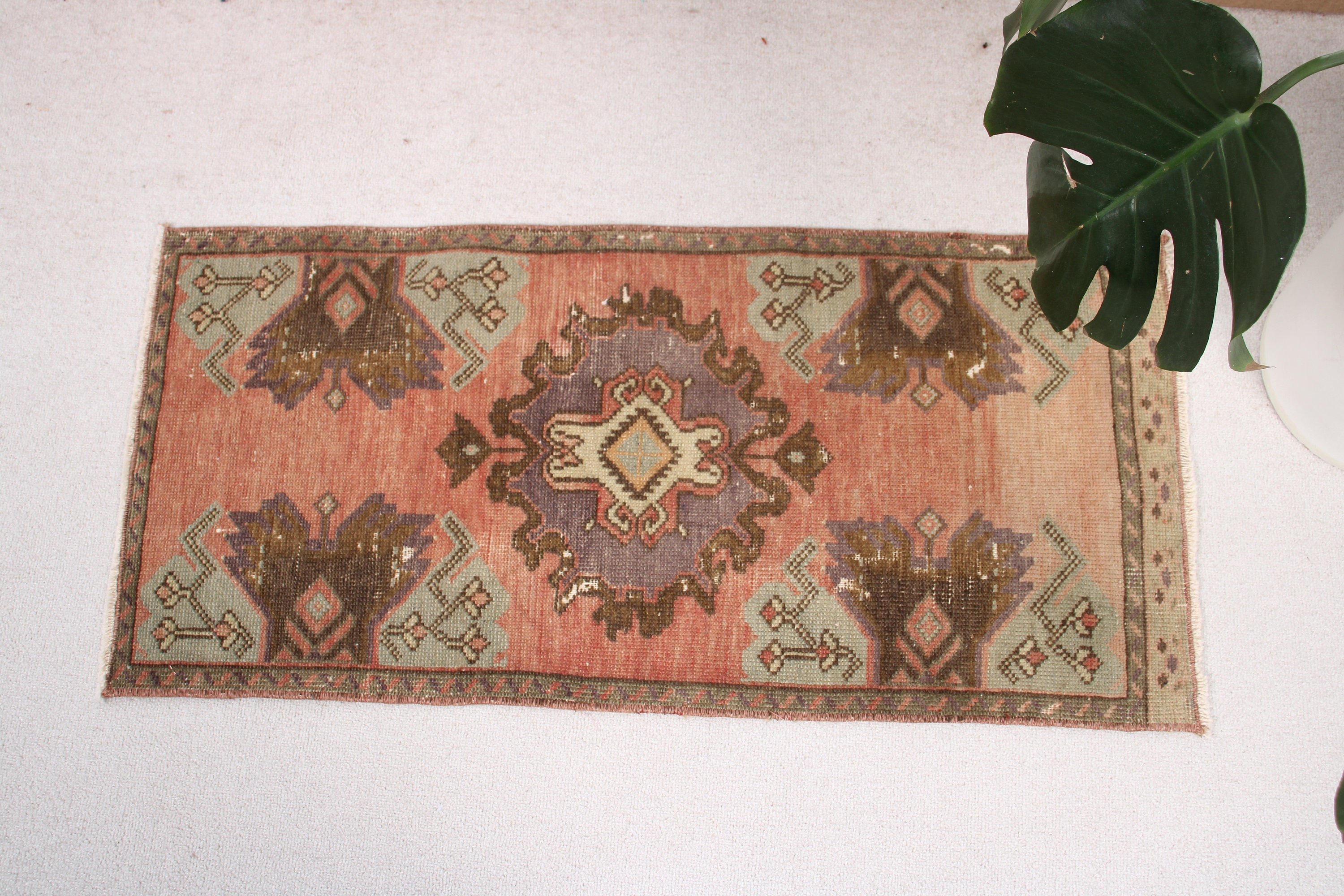 Rugs for Entry, Turkish Rugs, Car Mat Rugs, Pink Neutral Rugs, 1.5x3.3 ft Small Rug, Vintage Rug, Statement Rug, Antique Rug, Bath Rug