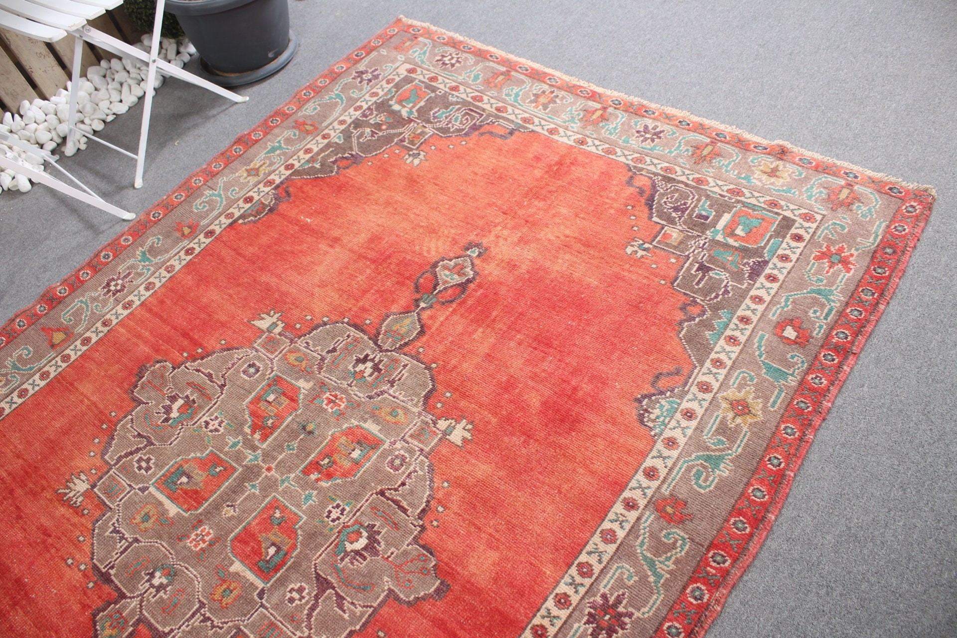 Bedroom Rugs, Turkish Rugs, Muted Rug, Antique Rug, 5.4x8.2 ft Large Rugs, Home Decor Rugs, Dining Room Rug, Red Floor Rug, Vintage Rugs