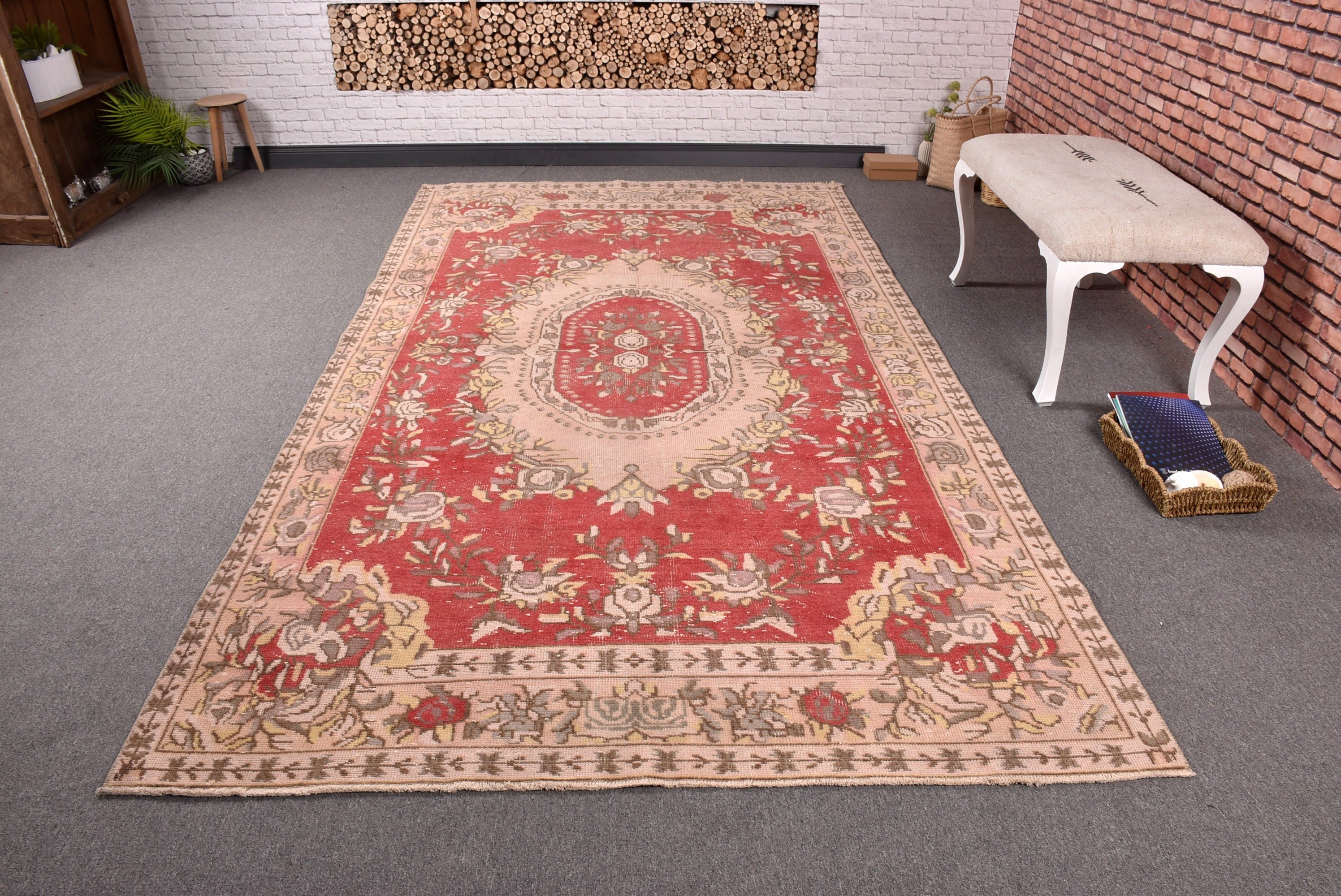 Büyük Oushak Halılar, Vintage Halı, El Dokuma Halı, Türk Halısı, Bej Antika Halılar, Modern Halılar, 5.4x10.2 ft Büyük Halı, Yatak Odası Halıları, Yer Halısı