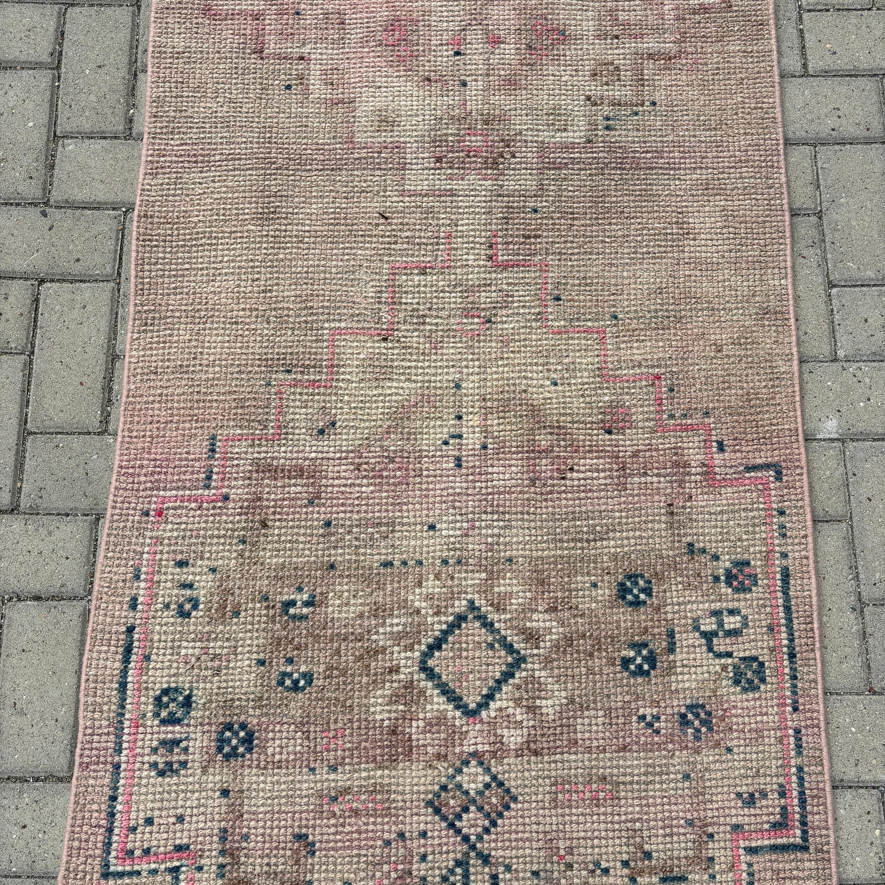 Merdiven Halıları, 2.8x12 ft Runner Halı, Türk Halısı, Bej Yatak Odası Halısı, Vintage Halılar, Beni Ourain Runner Halıları, Boho Halısı, Oushak Halısı