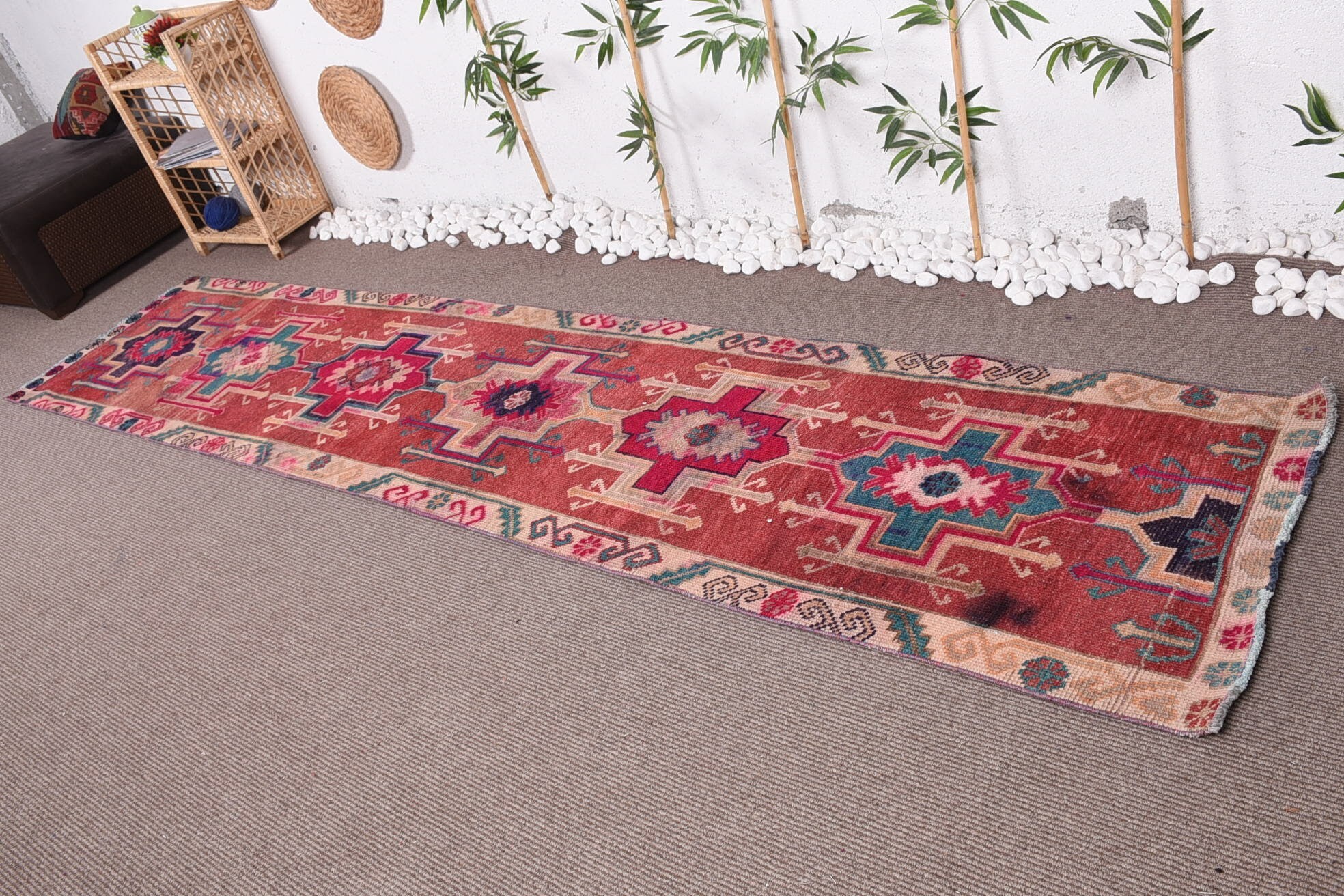 Pink Floor Rug, 2.5x11.8 ft Runner Rugs, Kitchen Rugs, Home Decor Rug, Turkish Rug, Vintage Rug, Oriental Rug, Stair Rug, Organic Rug