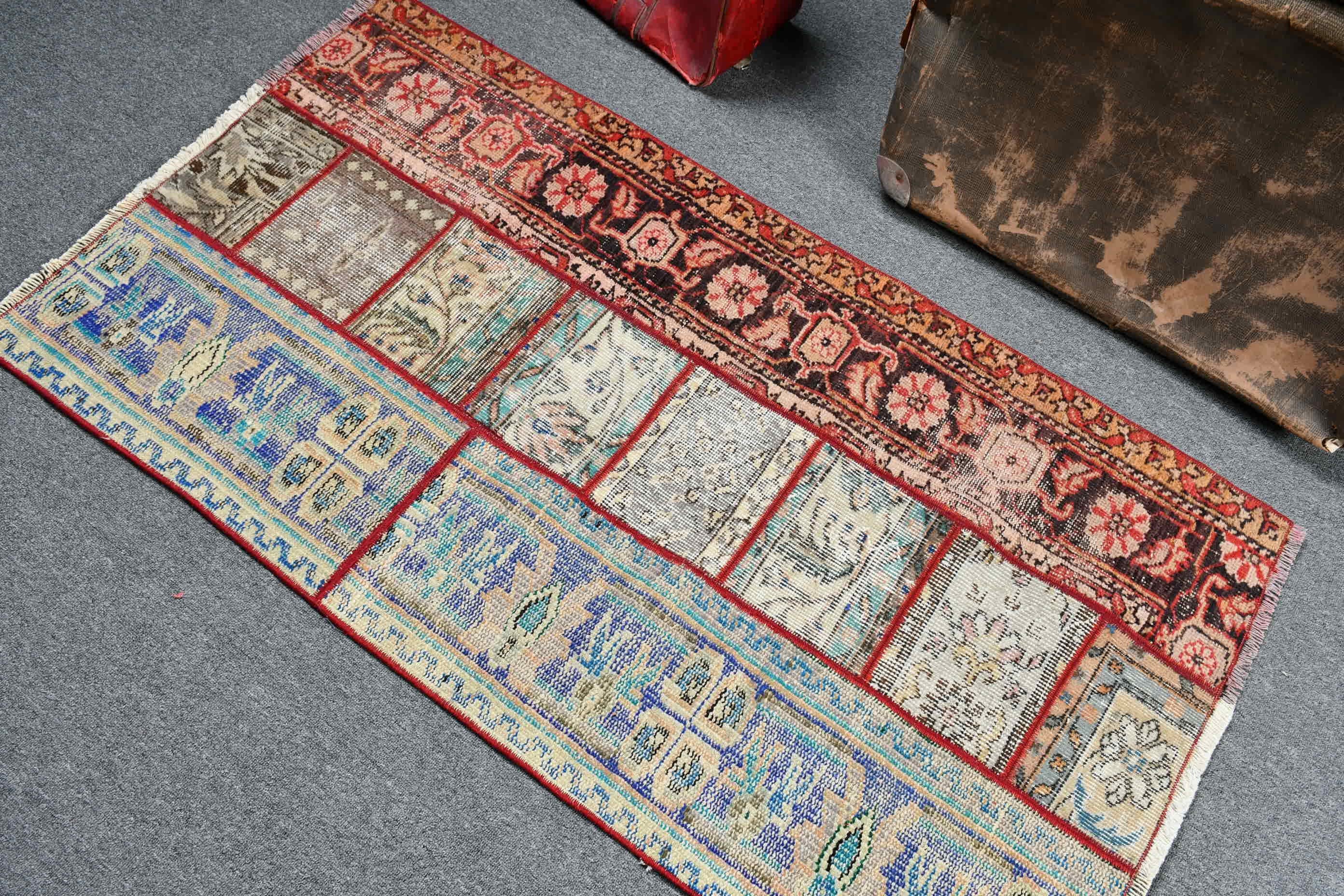 Vintage Rug, Cool Rug, 2.6x4.8 ft Small Rugs, Red Floor Rug, Art Rug, Oushak Rugs, Turkish Rugs, Rugs for Bedroom, Nursery Rug, Bedroom Rug