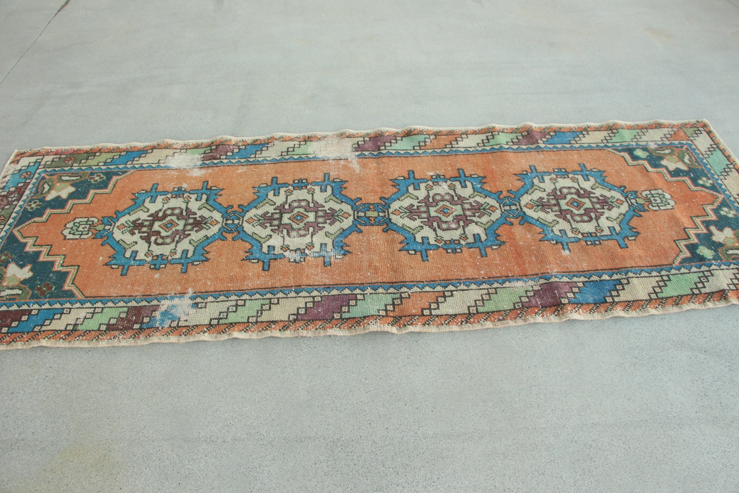 Corridor Rugs, Cool Rugs, Vintage Rugs, Outdoor Rug, Turkish Rugs, Handwoven Rugs, 3.1x9 ft Runner Rugs, Blue Neutral Rug, Stair Rugs