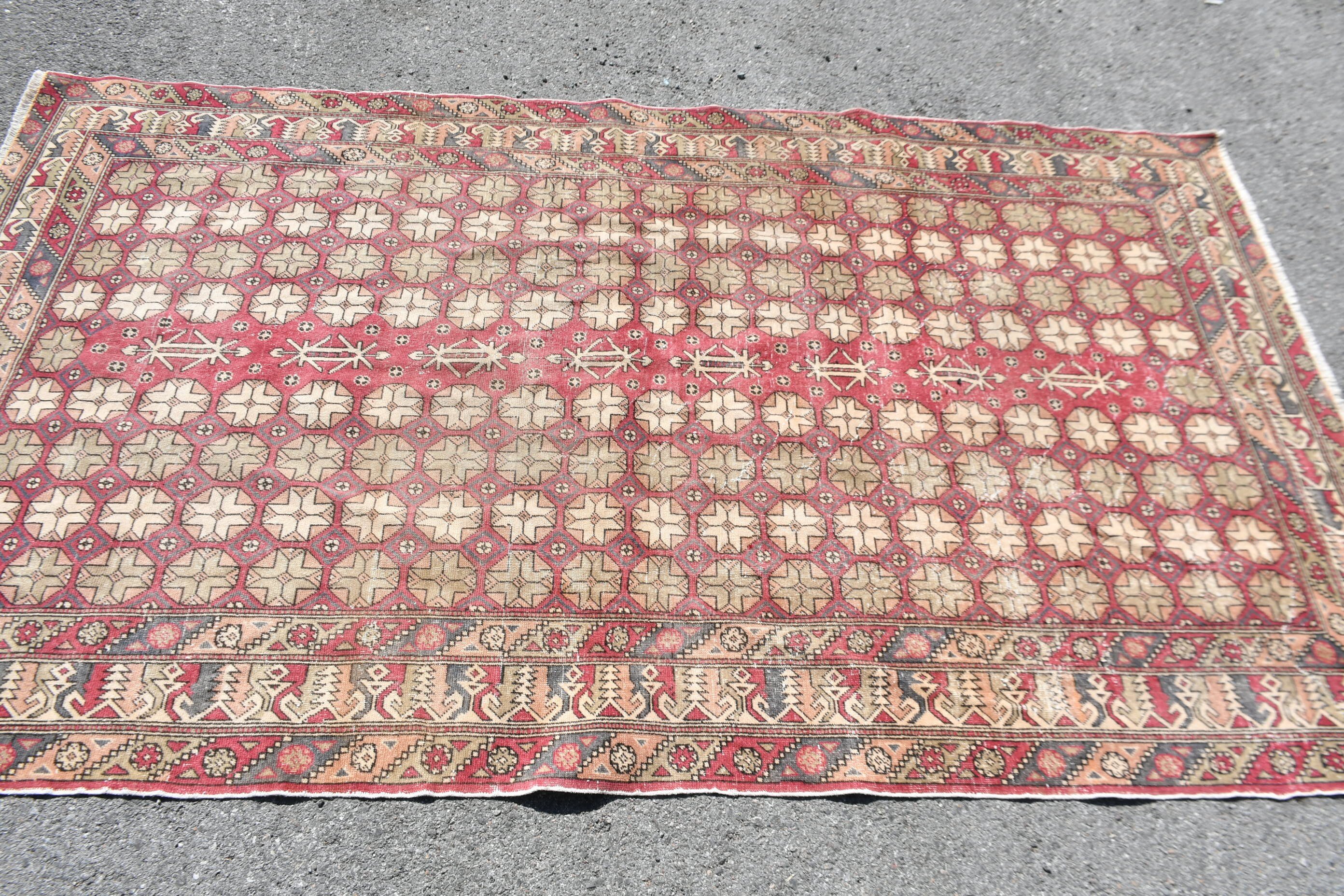 Oriental Rug, Distressed Rugs, Nursery Rugs, Red  4.5x7.8 ft Area Rugs, Kitchen Rug, Anatolian Rug, Vintage Rug, Turkish Rugs