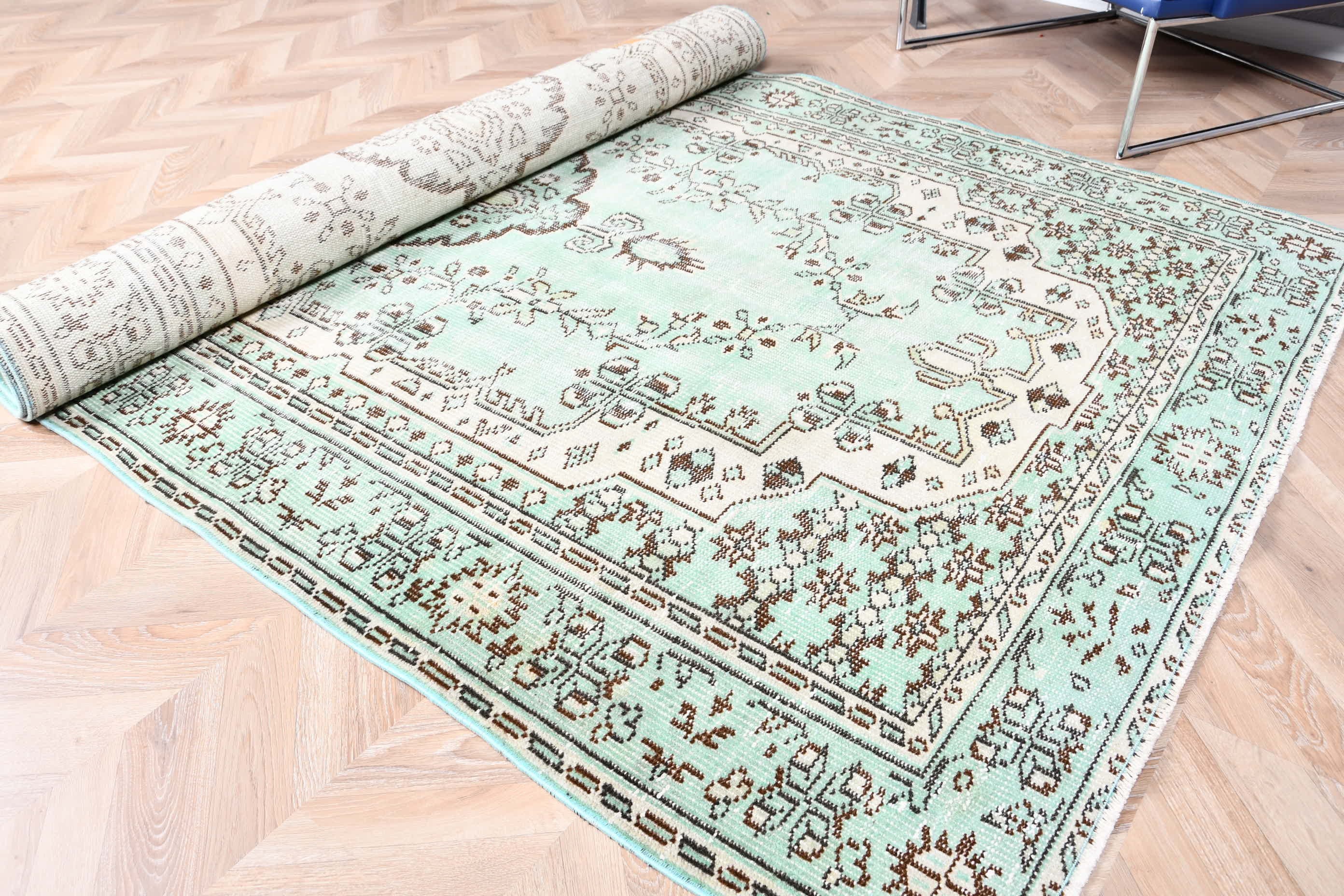 5.2x9.3 ft Large Rug, Oriental Rugs, Turkish Rug, Dining Room Rug, Rugs for Dining Room, Green Oriental Rug, Bedroom Rugs, Vintage Rugs