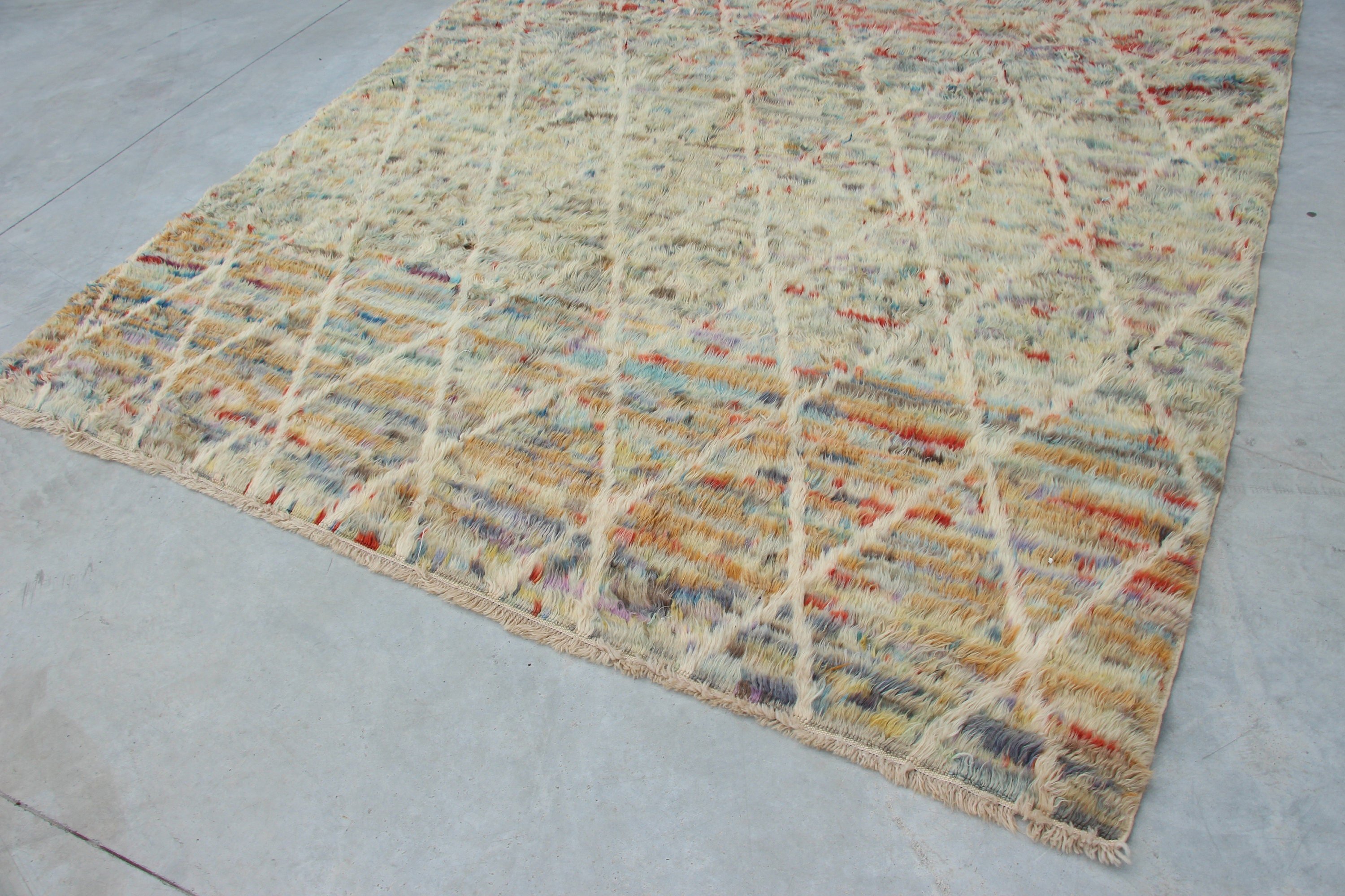 Old Rug, 8x9.4 ft Oversize Rugs, Dining Room Rug, Saloon Rugs, Turkish Rug, Vintage Rugs, Oushak Rug, Anatolian Rugs, Beige Home Decor Rugs