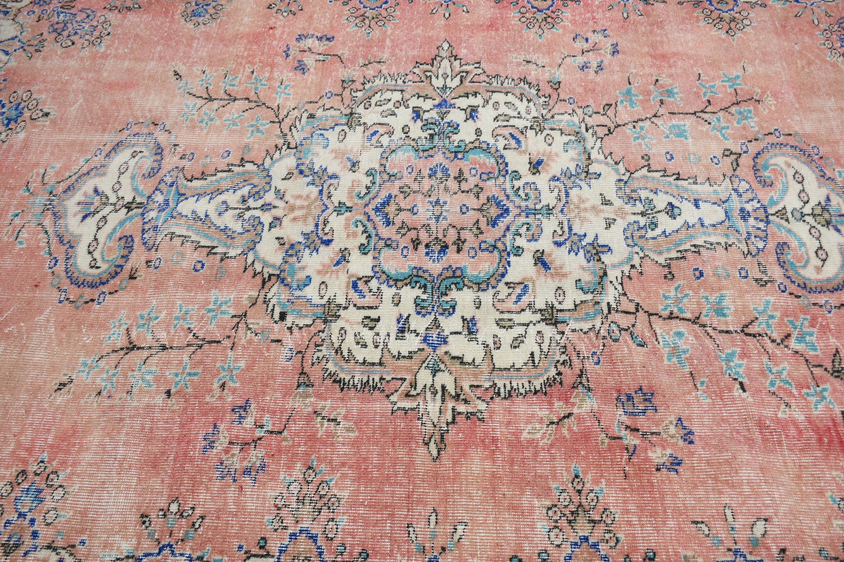 Turkish Rug, Art Rug, 5.9x8.4 ft Large Rug, Moroccan Rug, Vintage Rug, Pink Bedroom Rugs, Salon Rug, Floor Rugs, Boho Rug, Dining Room Rug