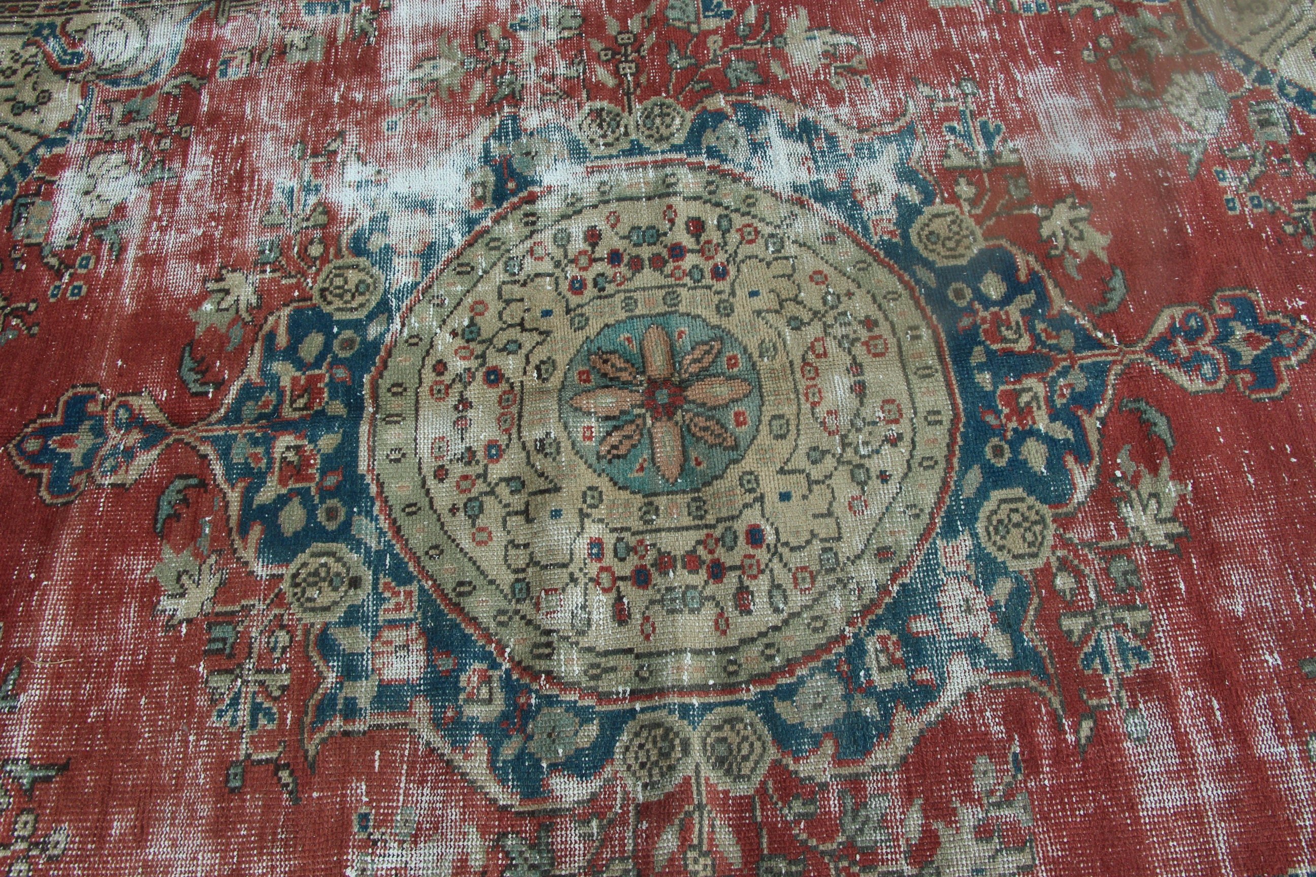 Luxury Rug, Geometric Rugs, Turkish Rug, Bedroom Rug, Cool Rugs, Vintage Rug, Red Home Decor Rug, 6.2x9.5 ft Large Rug, Salon Rugs