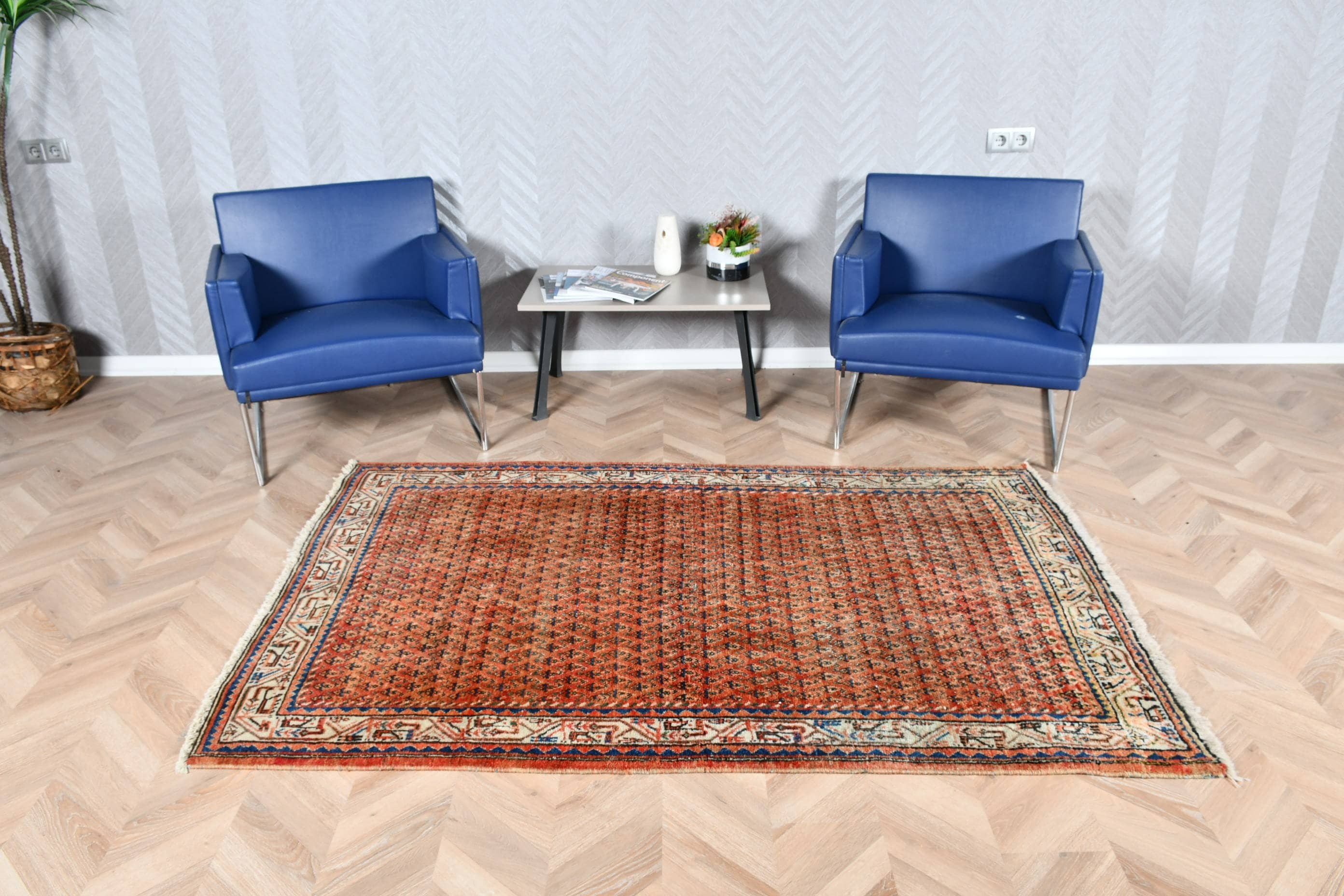 Bohemian Rug, Living Room Rug, 4.4x6.5 ft Area Rugs, Anatolian Rug, Orange Anatolian Rug, Oushak Rug, Turkish Rug, Vintage Rug, Indoor Rugs