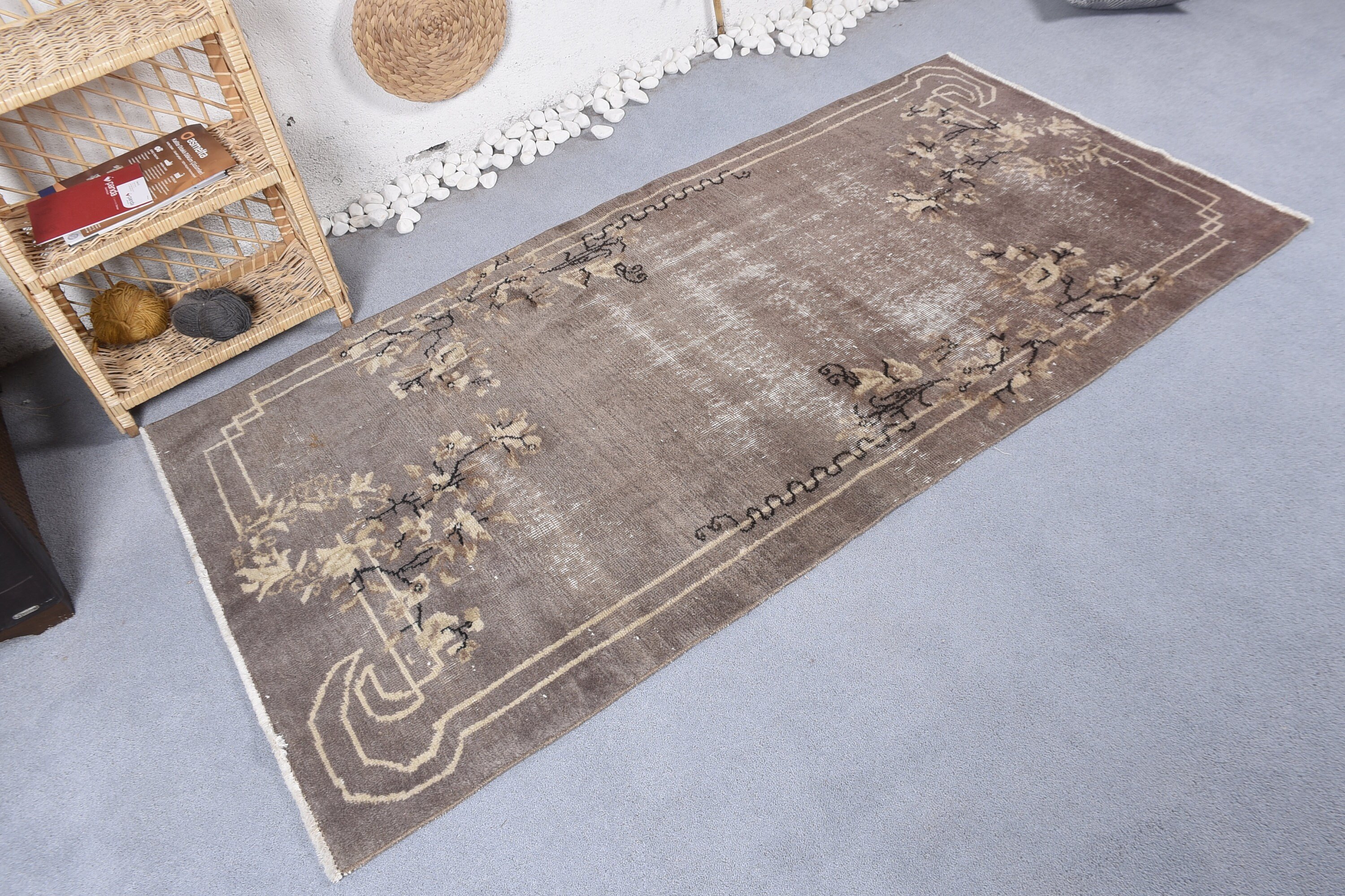 Turkish Rug, Vintage Rugs, Home Decor Rugs, Antique Rug, 3.5x6.9 ft Area Rug, Designer Rugs, Indoor Rug, Gray Floor Rug, Kitchen Rug