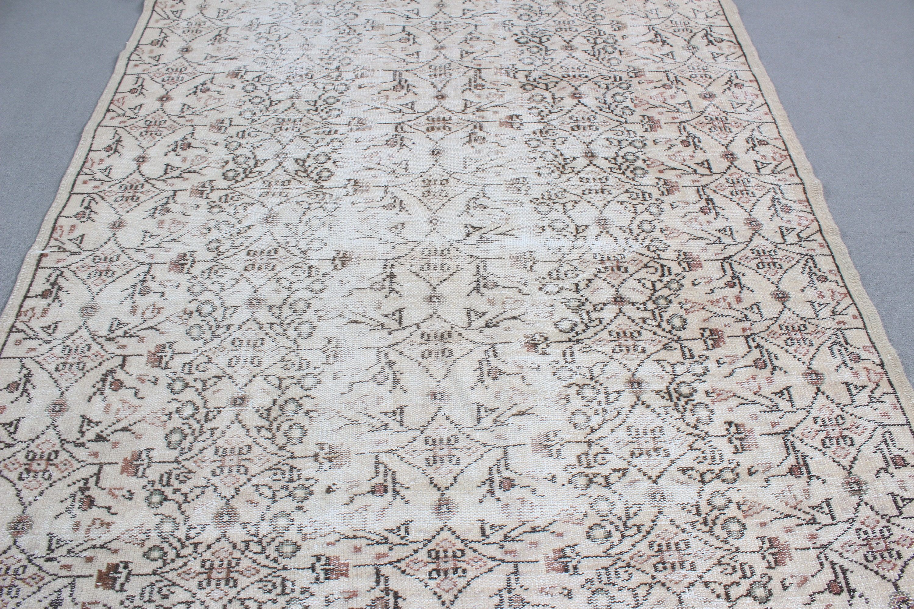 Beige Floor Rug, Vintage Rug, Luxury Rug, Large Boho Rugs, Oushak Rugs, Turkish Rugs, Home Decor Rug, Large Vintage Rug, 6x9.2 ft Large Rug