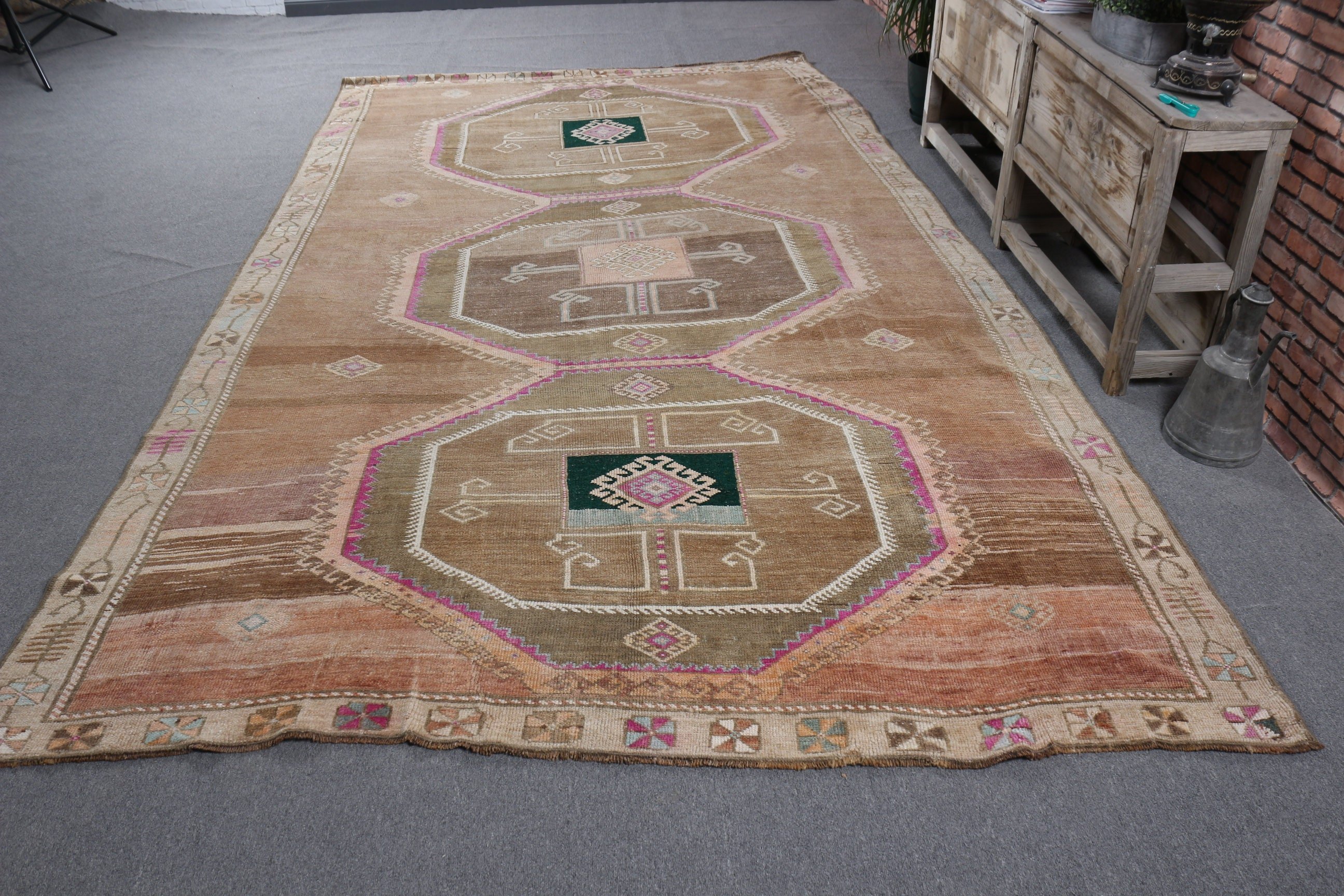 Dining Room Rugs, Brown Oriental Rug, Salon Rug, Turkey Rug, Luxury Rug, Moroccan Rug, Vintage Rug, Turkish Rugs, 6.7x11.3 ft Oversize Rugs