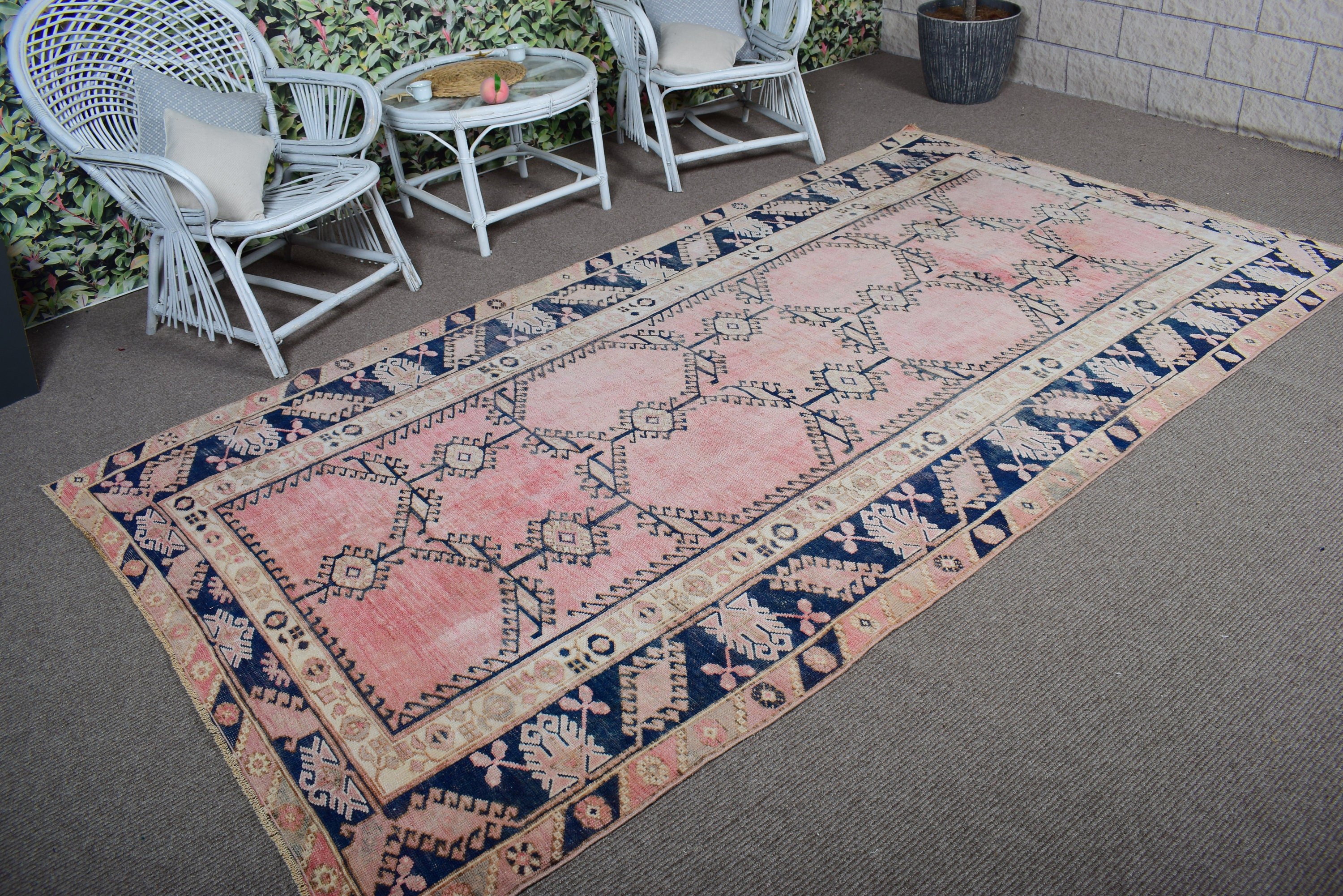 Home Decor Rug, Large Vintage Rugs, Pink Bedroom Rugs, Large Oushak Rug, Vintage Rugs, Neutral Rug, 5.2x9.9 ft Large Rugs, Turkish Rugs