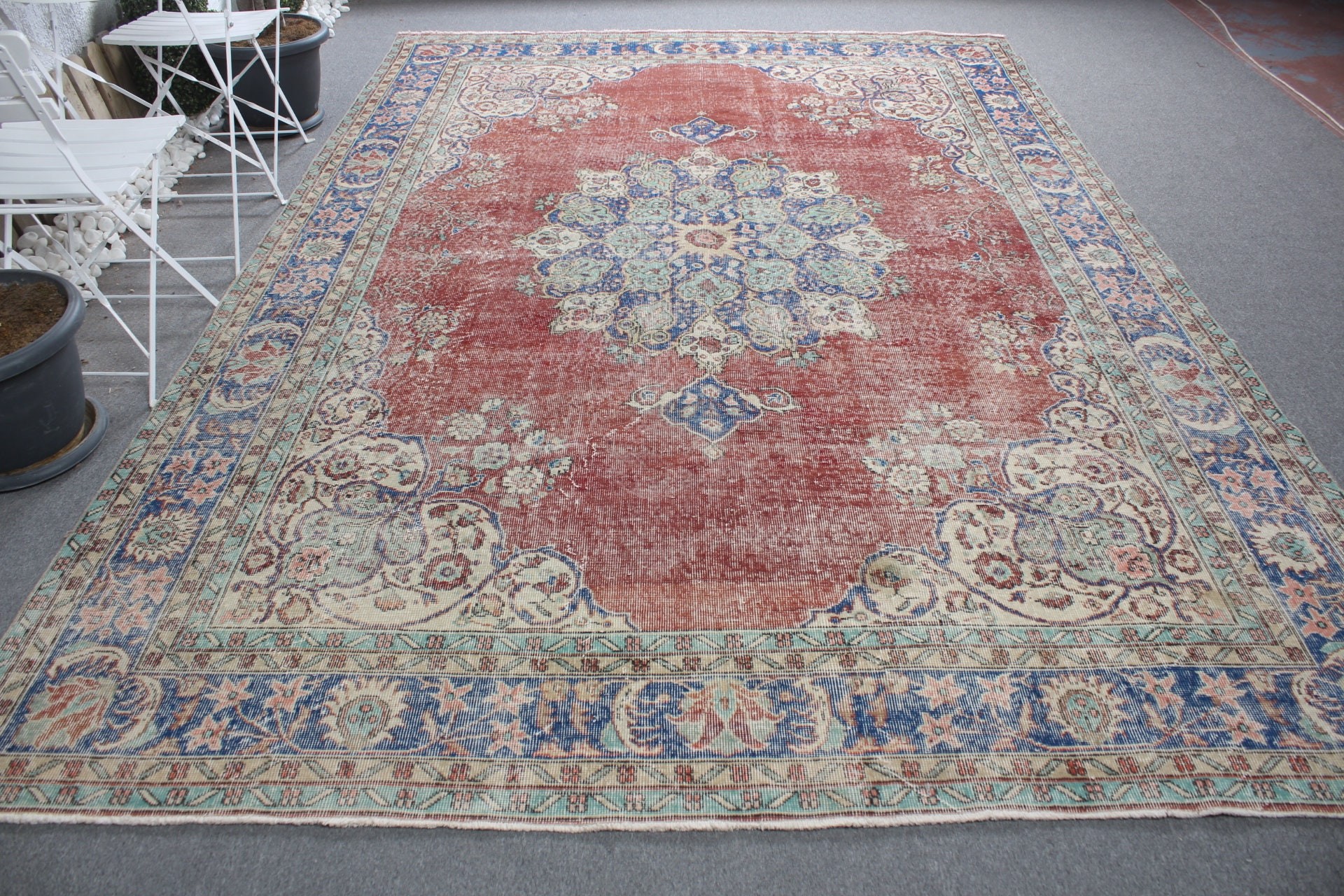 Vintage Halı, Yemek Odası Halıları, Anadolu Halıları, 7.9x11.6 ft Büyük Boy Halı, Salon Halısı, Eski Halı, Mutfak Halısı, Türk Halıları, Kırmızı Ev Dekor Halısı