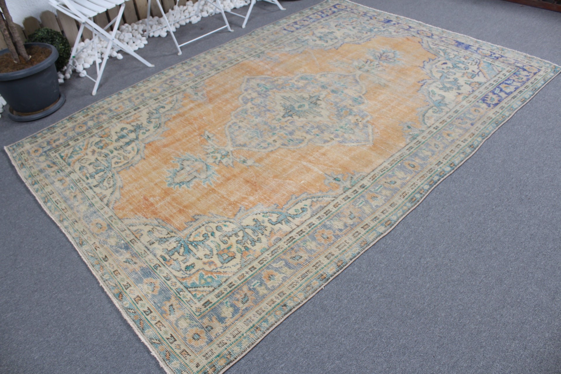 Dining Room Rug, Moroccan Rug, Home Decor Rug, Old Rug, Bedroom Rugs, 5.7x8.6 ft Large Rug, Turkish Rugs, Vintage Rug, Orange Kitchen Rugs