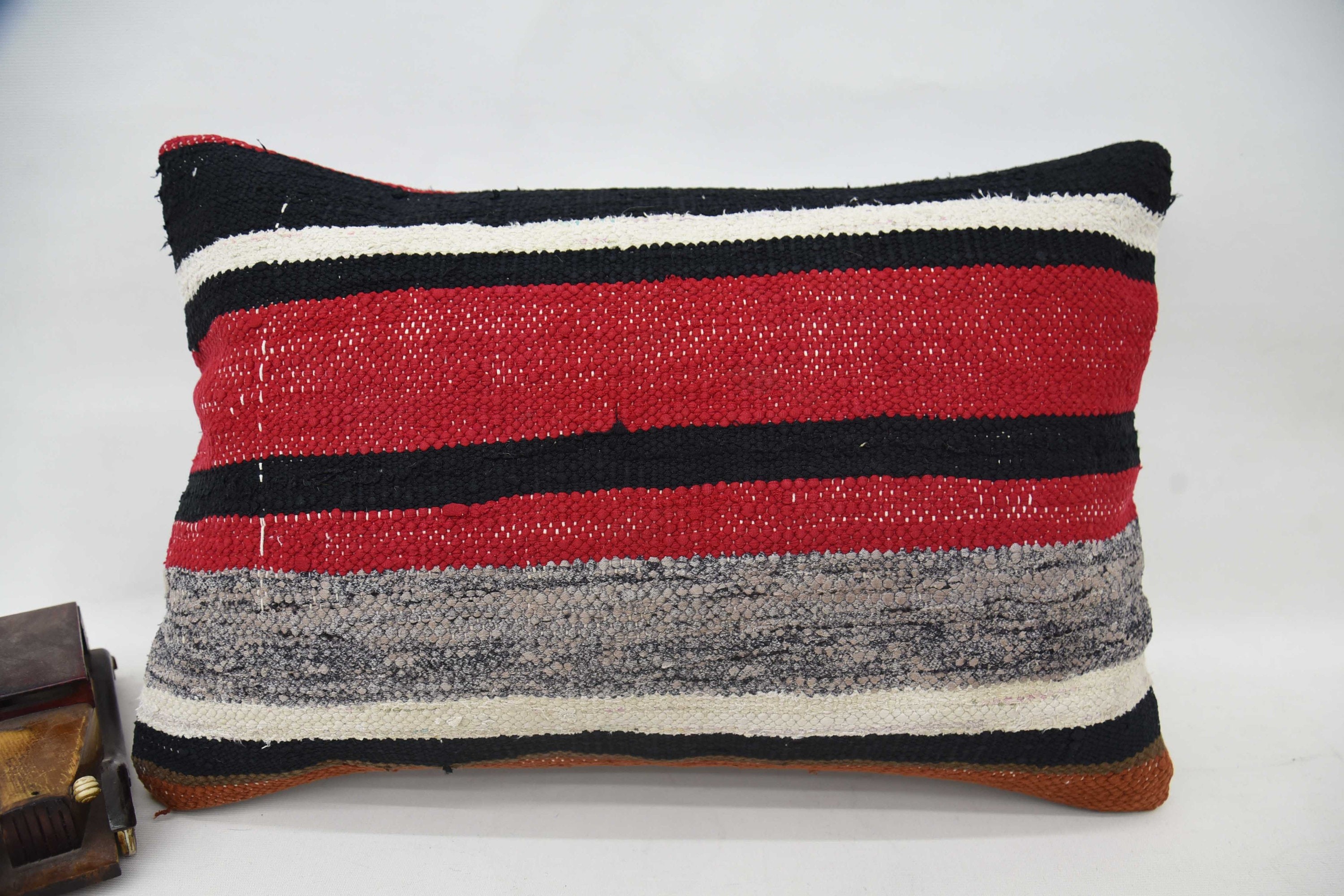 Anatolian Cushion, 16"x24" Red Cushion, Aztec Pillow Sham, Kilim Cushion Sham, Kilim Pillow Cover, Throw Kilim Pillow, Neutral Pillow Sham