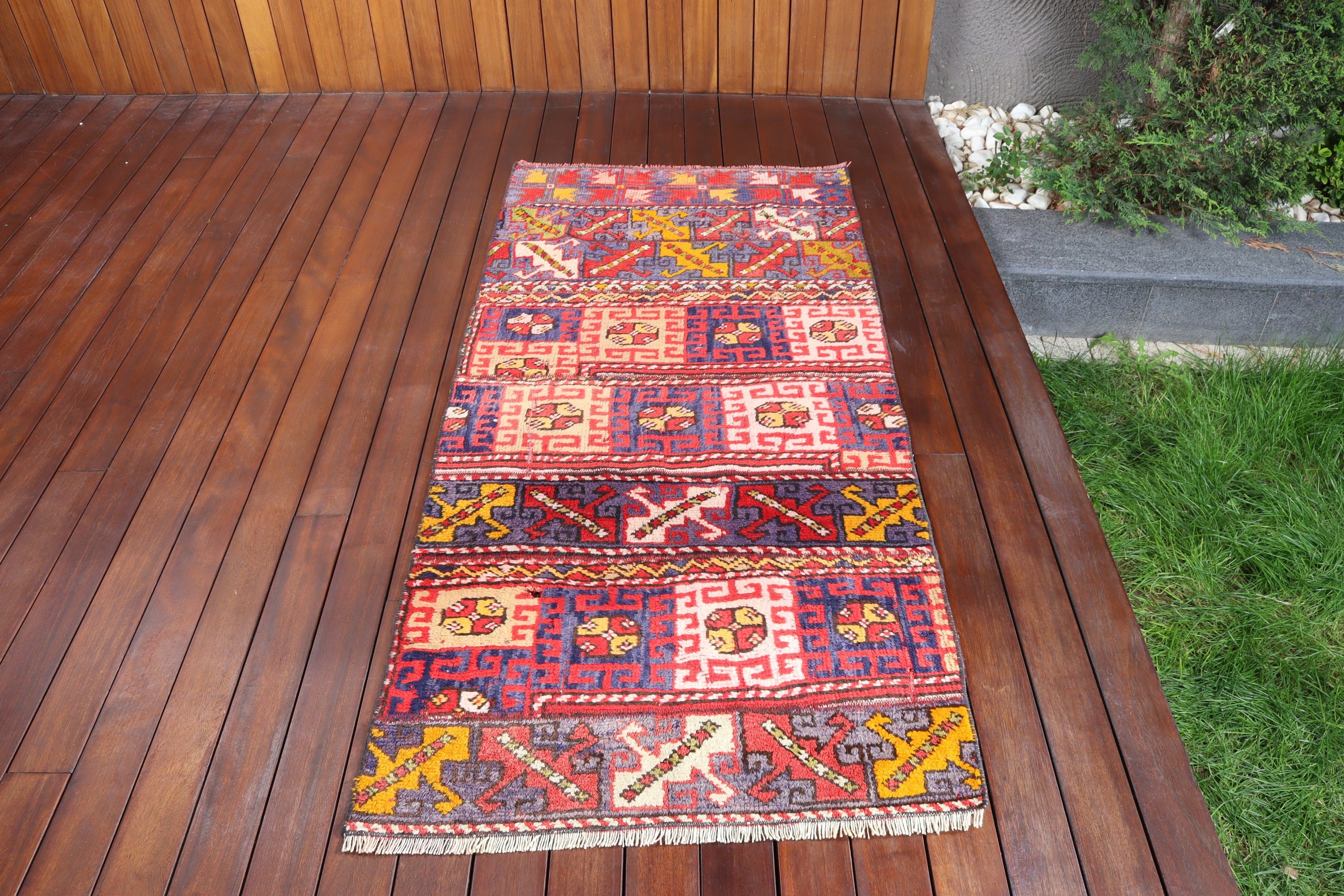 2.7x5.6 ft Aksan Halı, İfade Halıları, Vintage Halılar, Mutfak Halısı, Türk Halısı, Vintage Vurgu Halısı, Dekoratif Halılar, Kırmızı Yatak Odası Halıları