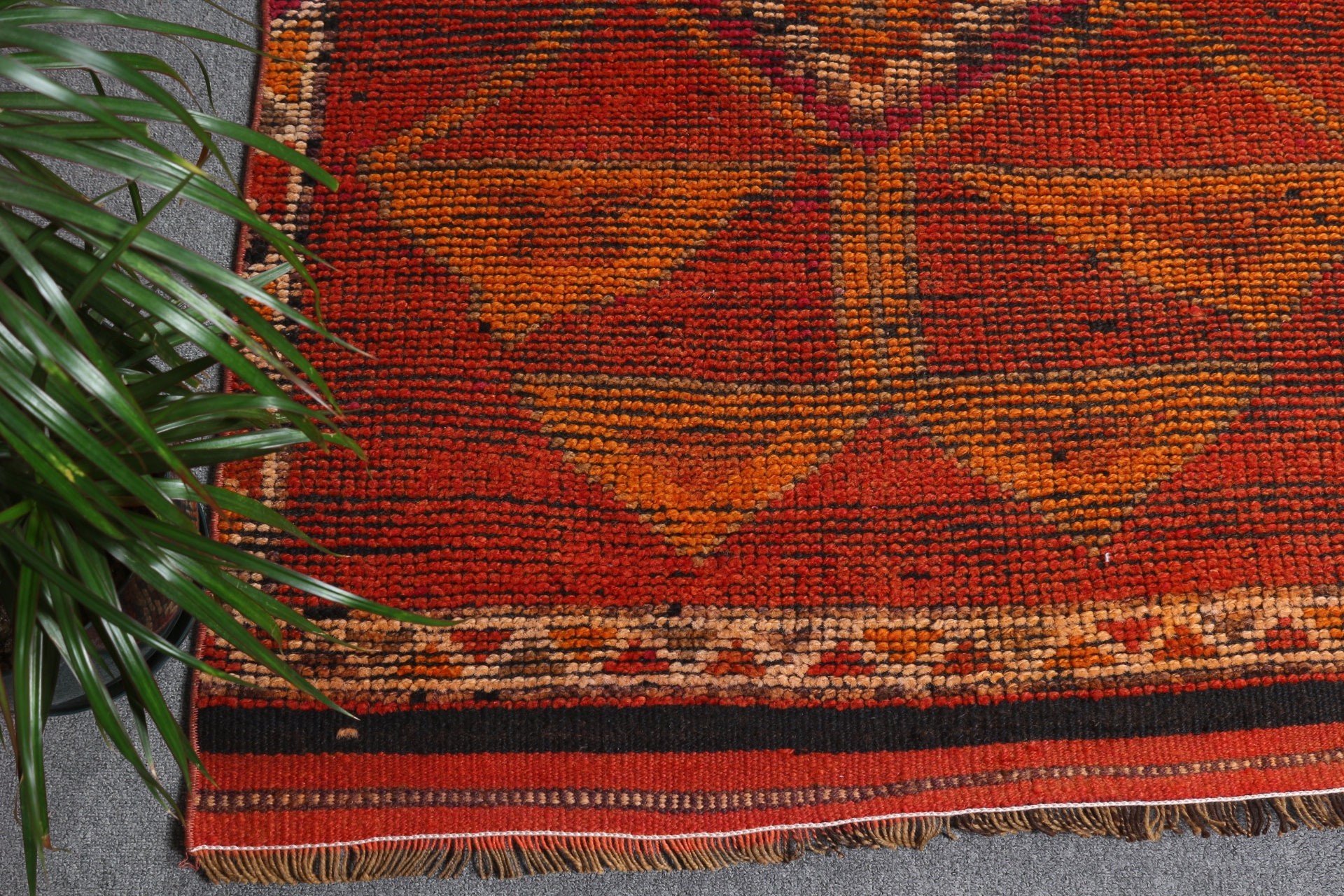 3.1x10.7 ft Runner Rugs, Turkish Rugs, Hallway Rug, Old Rug, Vintage Rug, Antique Rugs, Kitchen Rugs, Orange Cool Rug