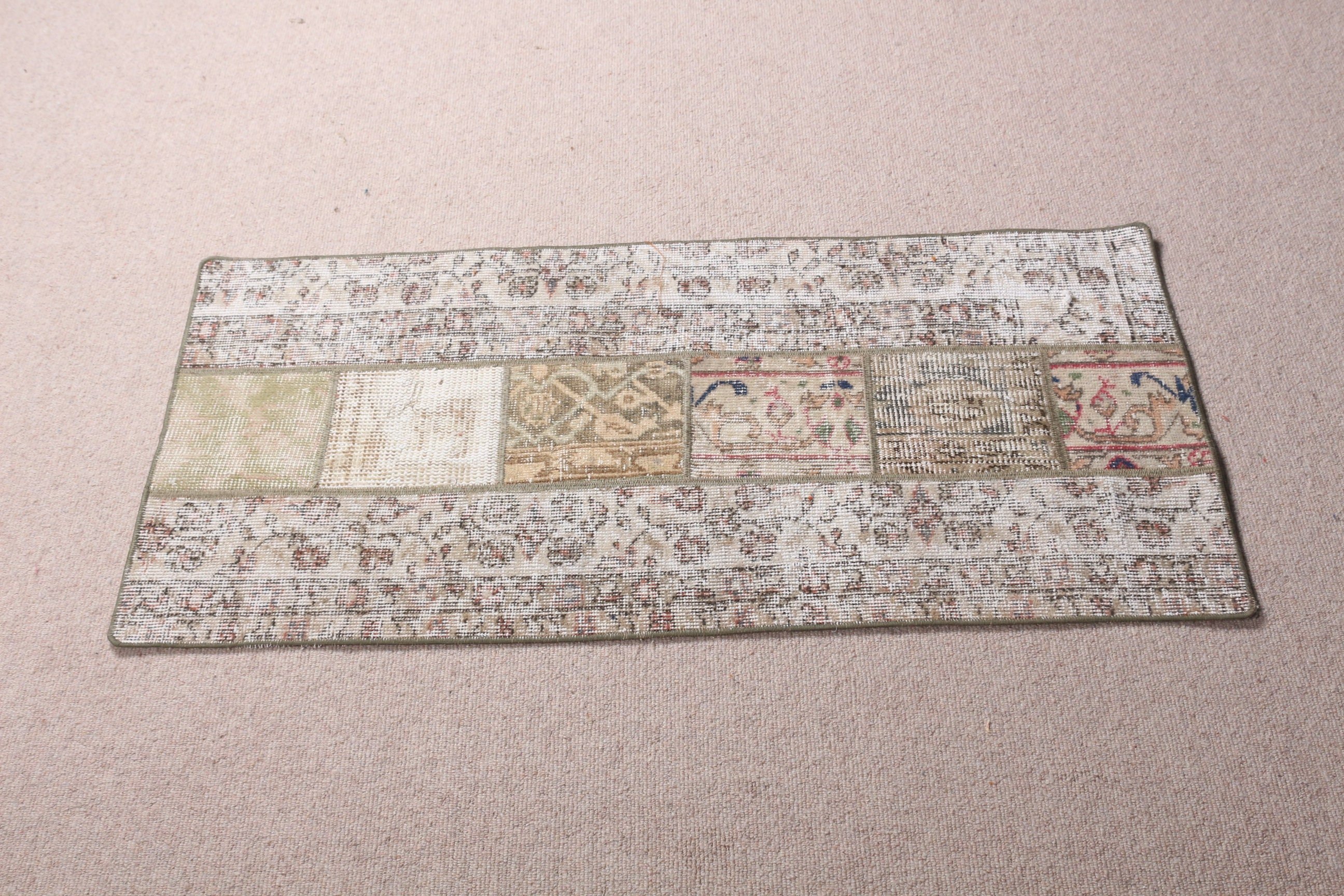 Door Mat Rug, Nursery Rugs, Beige Antique Rug, Turkish Rugs, Home Decor Rug, 1.9x3.9 ft Small Rug, Aesthetic Rug, Vintage Rug