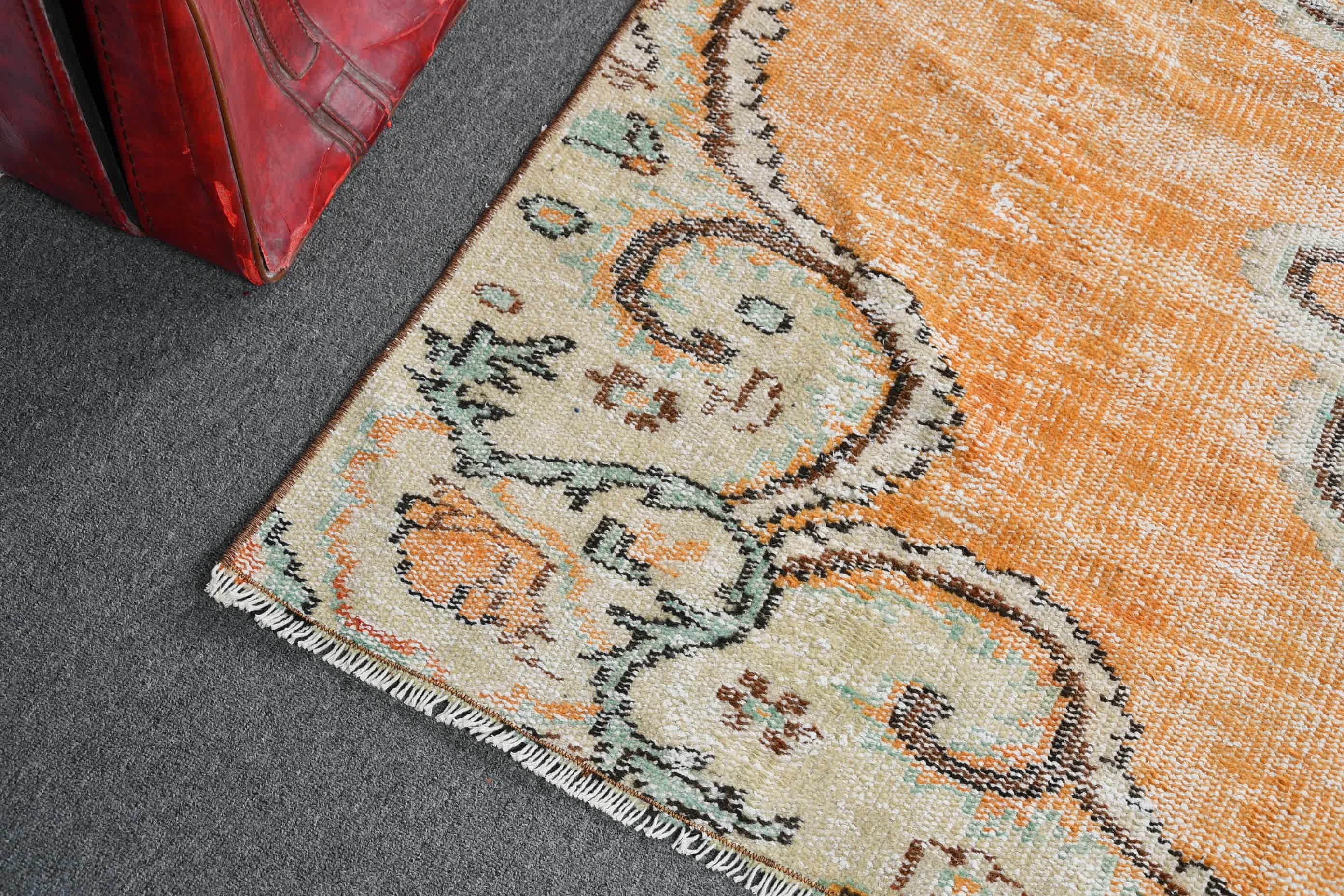 Turkish Rug, Kitchen Rug, Vintage Rugs, Dining Room Rug, Living Room Rug, Oriental Rugs, Orange  4.4x7.6 ft Area Rug, Old Rugs