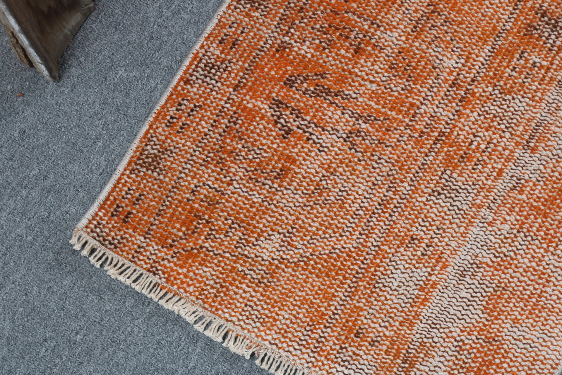 Handwoven Rug, Orange Flatweave Rug, Geometric Rug, Luxury Rugs, Turkish Rugs, 1.5x3 ft Small Rugs, Car Mat Rug, Kitchen Rug, Vintage Rugs